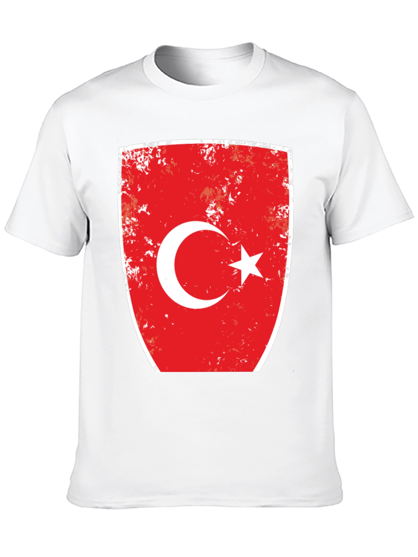 Turkey Flag Distressed Graphic Tee - Black Cotton T-Shirt