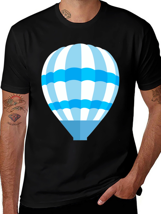 Blue Hot Air Balloon Graphic T-Shirt