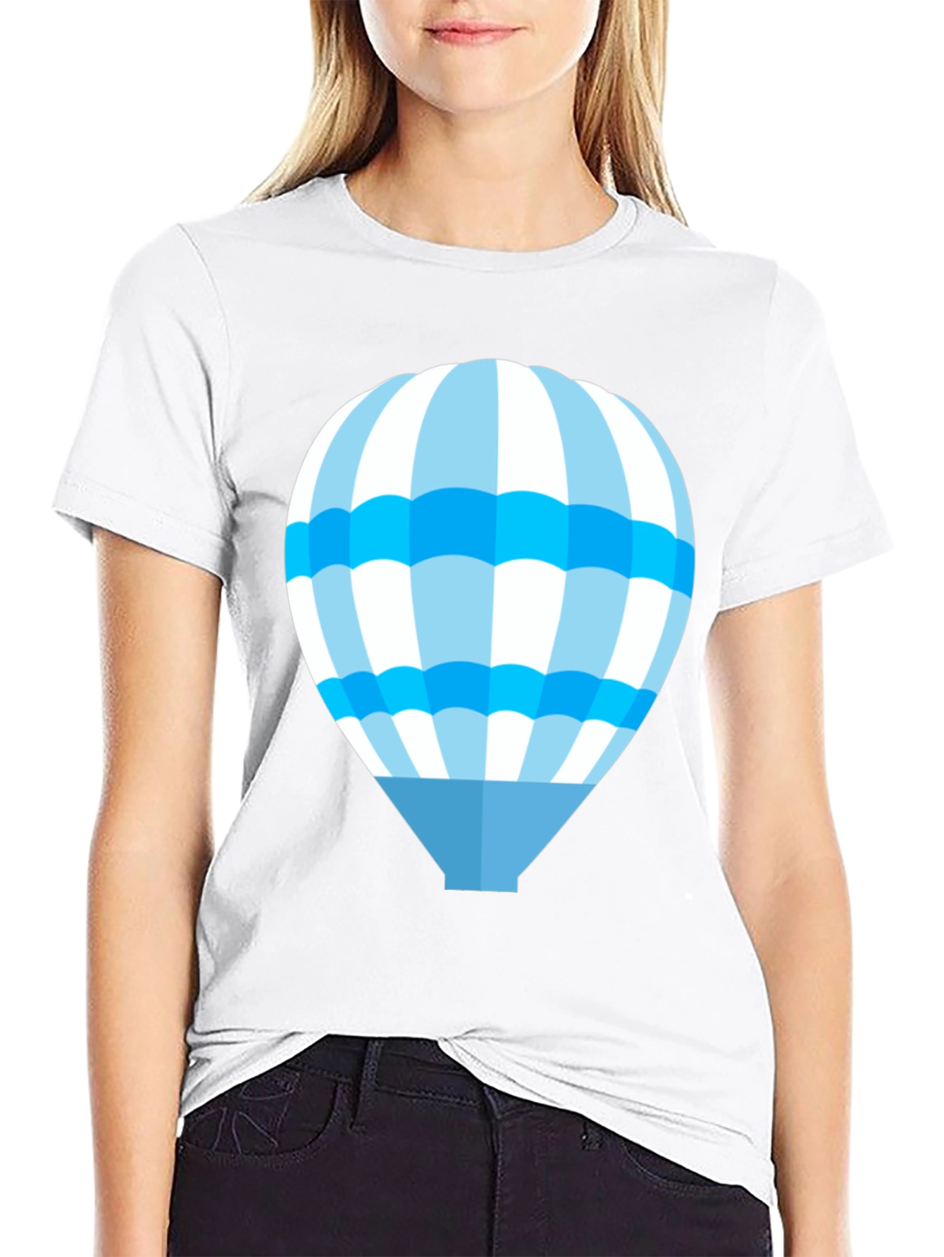 Blue Hot Air Balloon Graphic T-Shirt