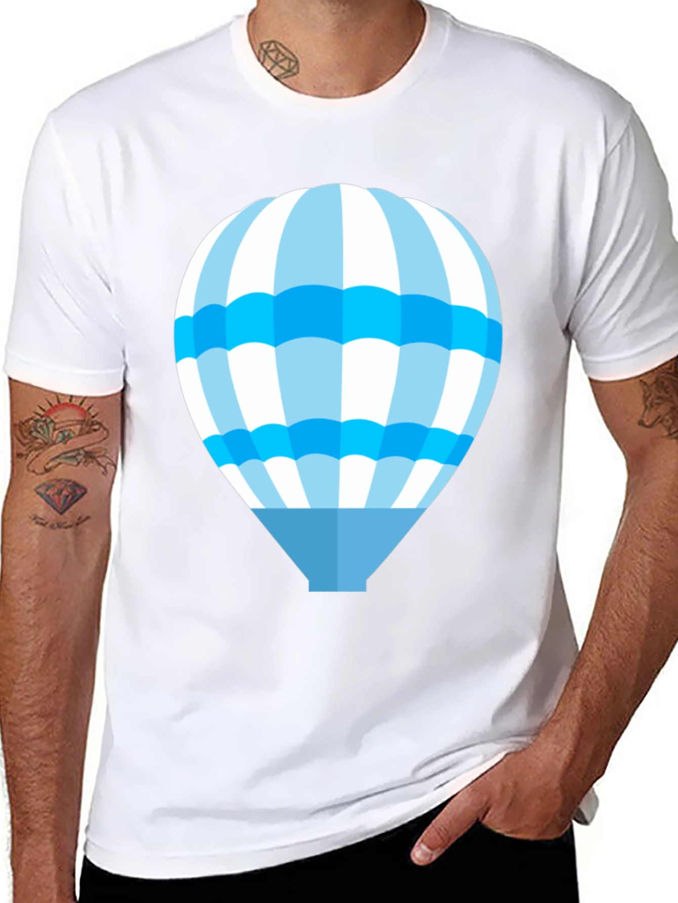 Blue Hot Air Balloon Graphic T-Shirt
