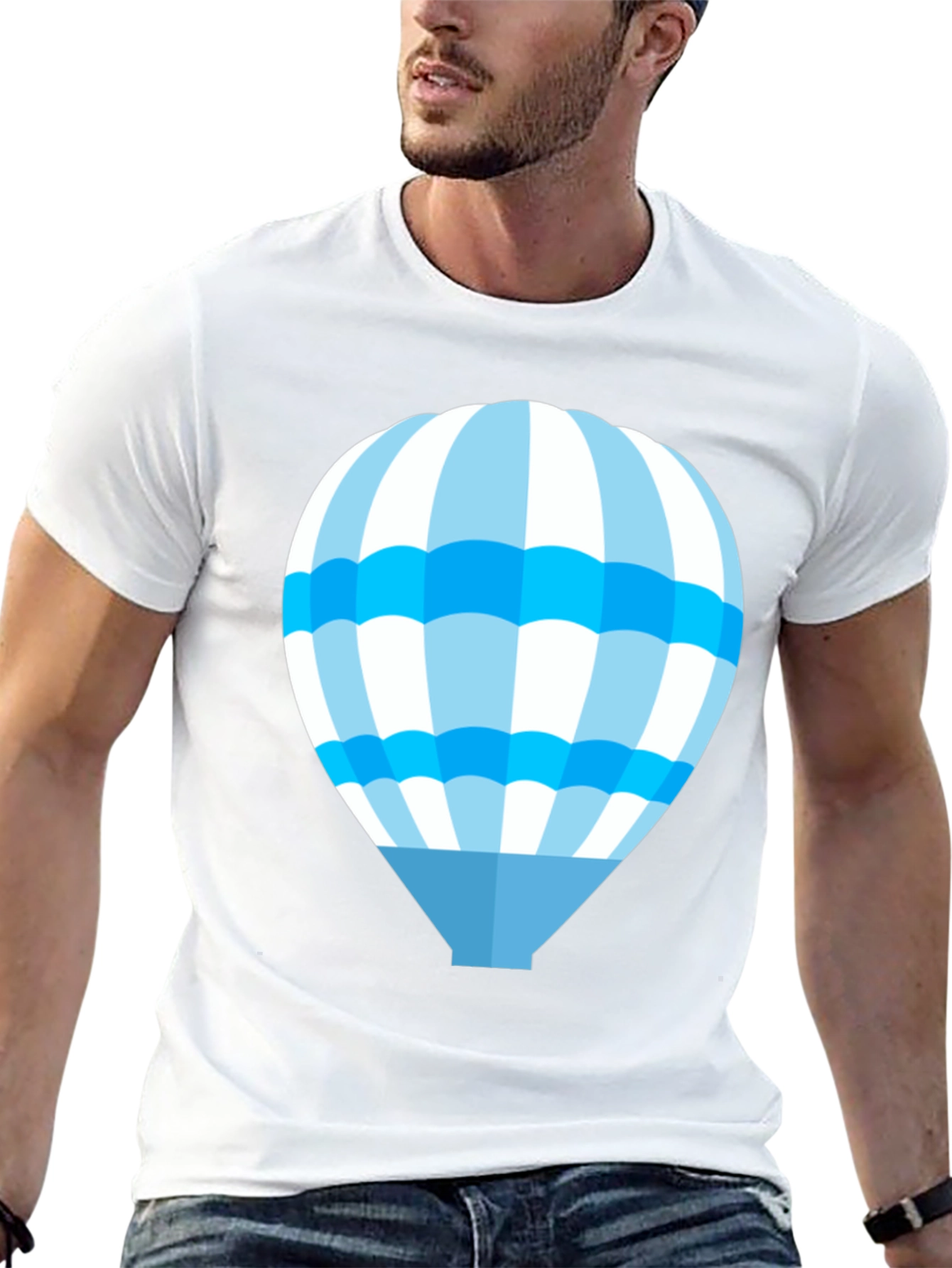 Blue Hot Air Balloon Graphic T-Shirt