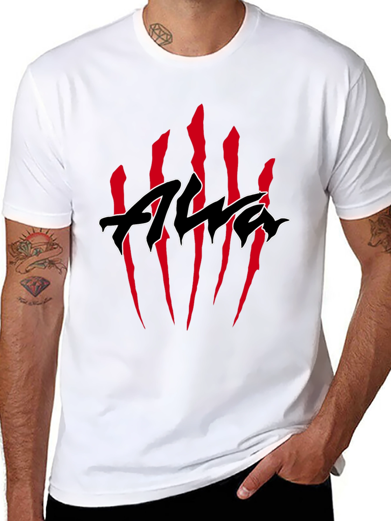 Black T-Shirt with Claw Marks & Edgy Logo