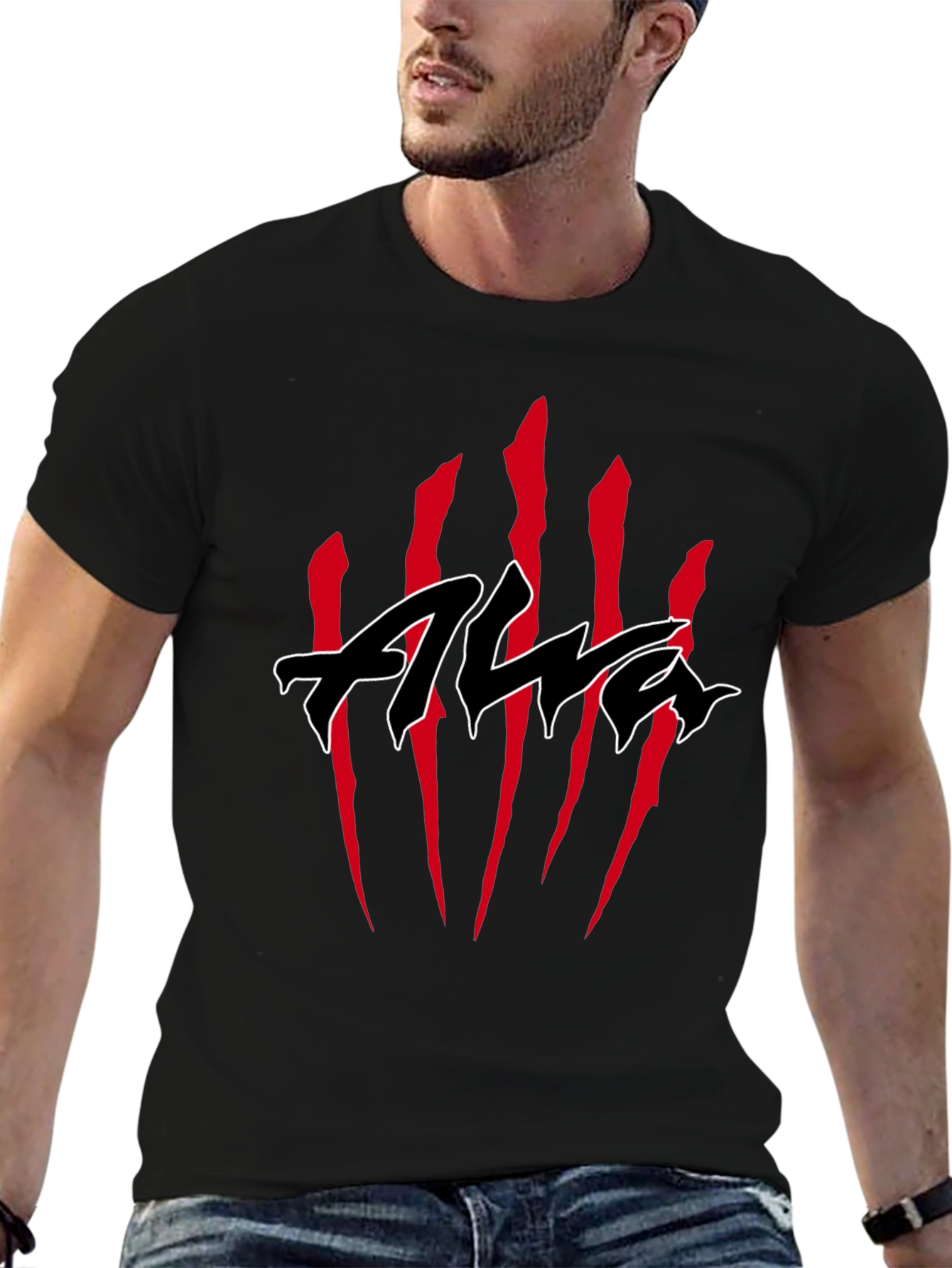 Black T-Shirt with Claw Marks & Edgy Logo