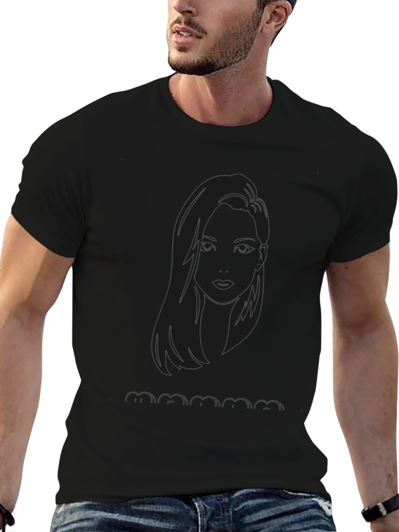 Black Graphic Tee - Mamma Mia Silhouette Design