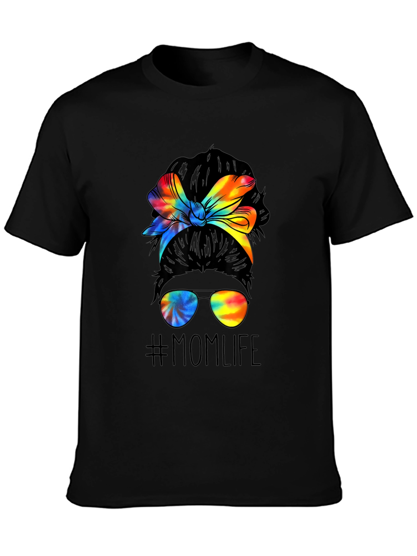 Mom Life Tie Dye Messy Bun Graphic Tee