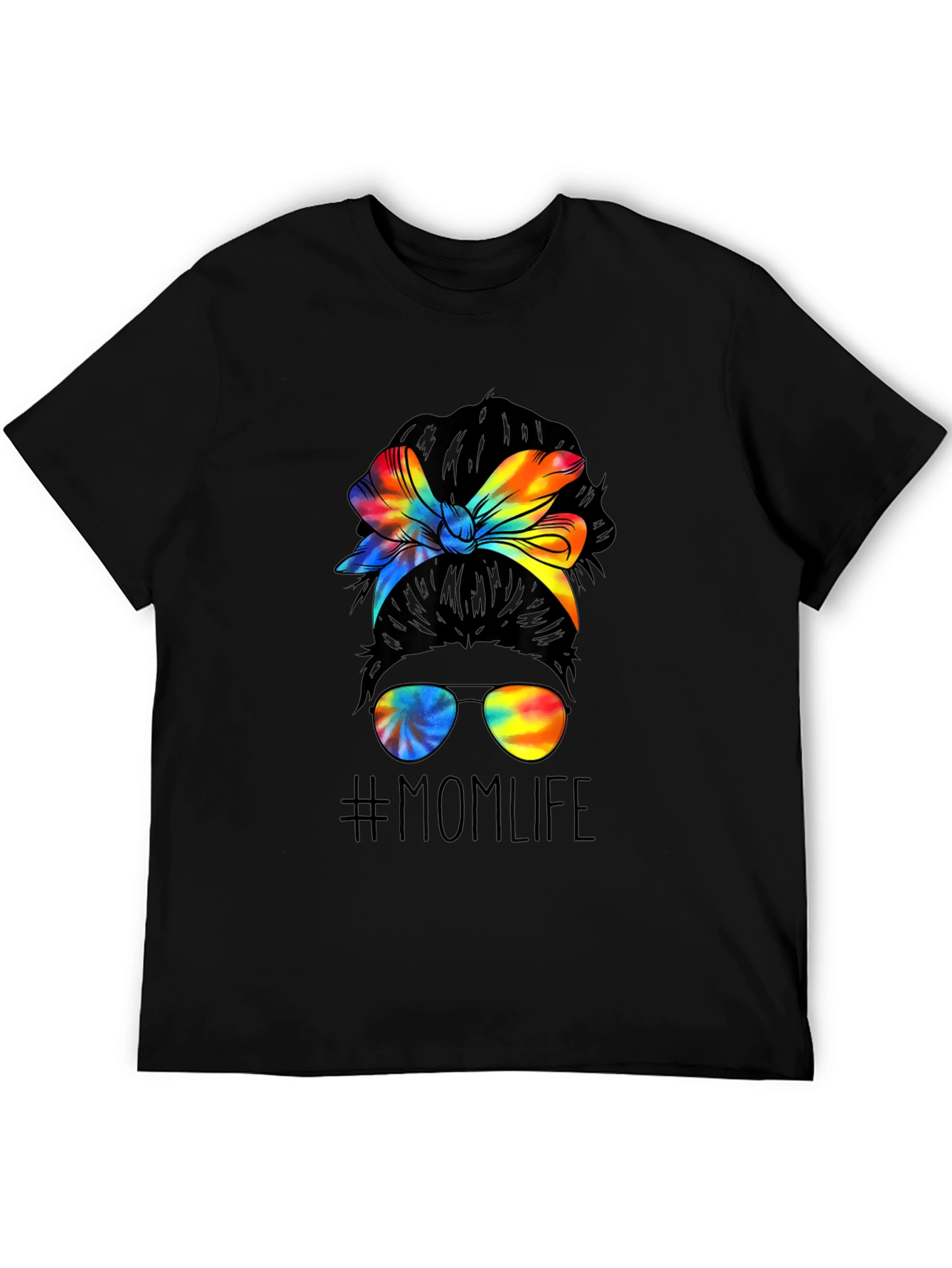 Mom Life Tie Dye Messy Bun Graphic Tee