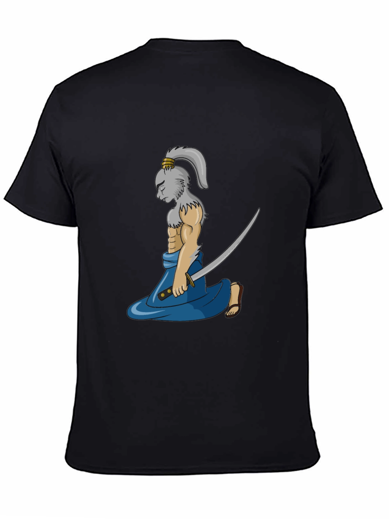 Samurai Rabbit Graphic Tee - Black Cotton Blend