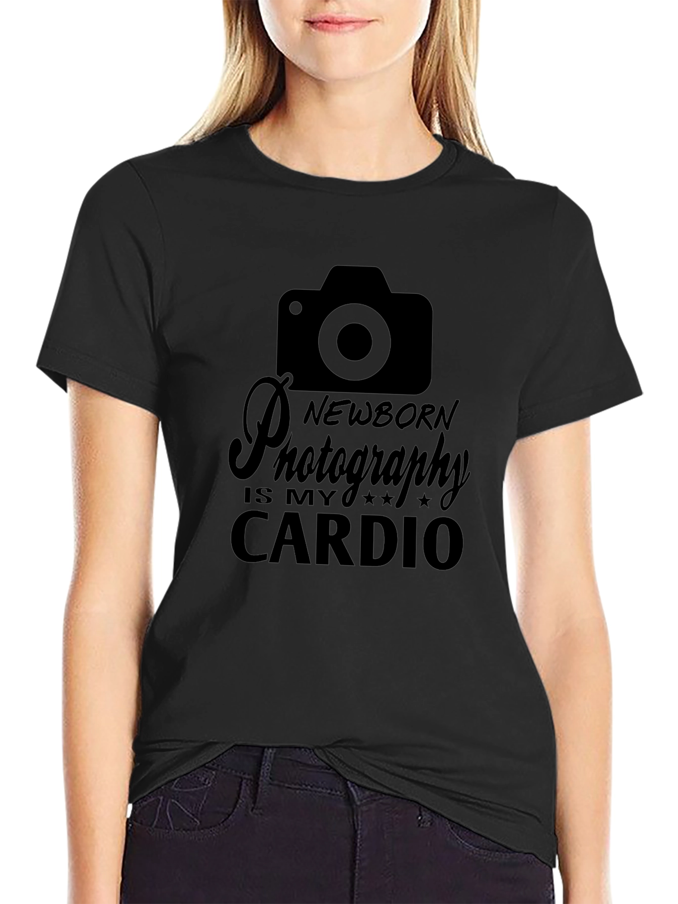 Newborn Photography Cardio Black T-Shirt