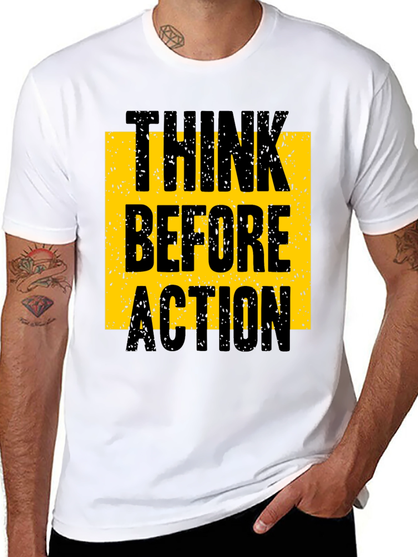 Think Before Action Graphic Tee - Black