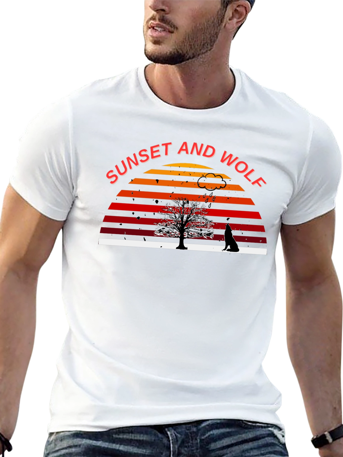 Sunset and Wolf Graphic Tee - Nature Inspired Design