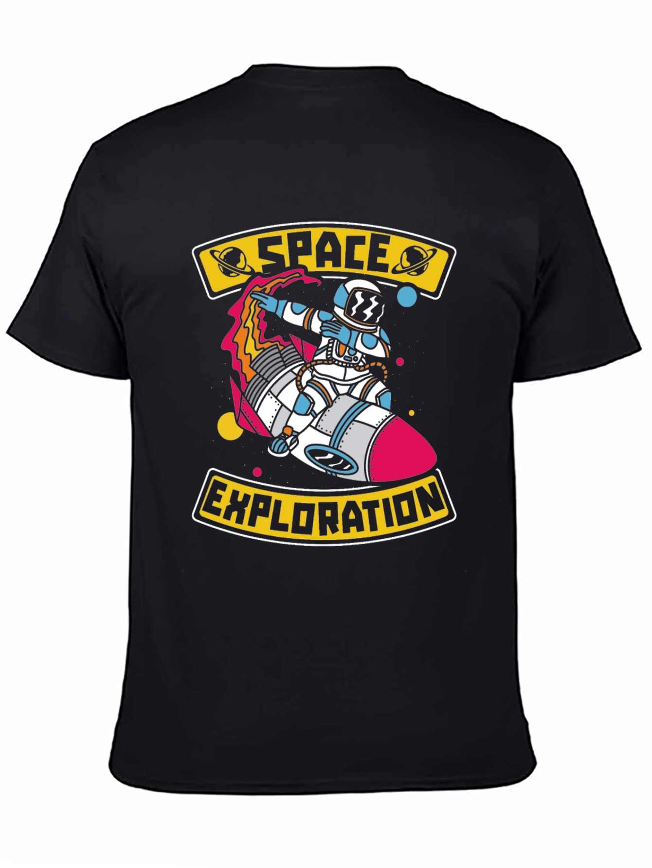 Space Exploration Graphic T-Shirt - Astronaut on Rocket