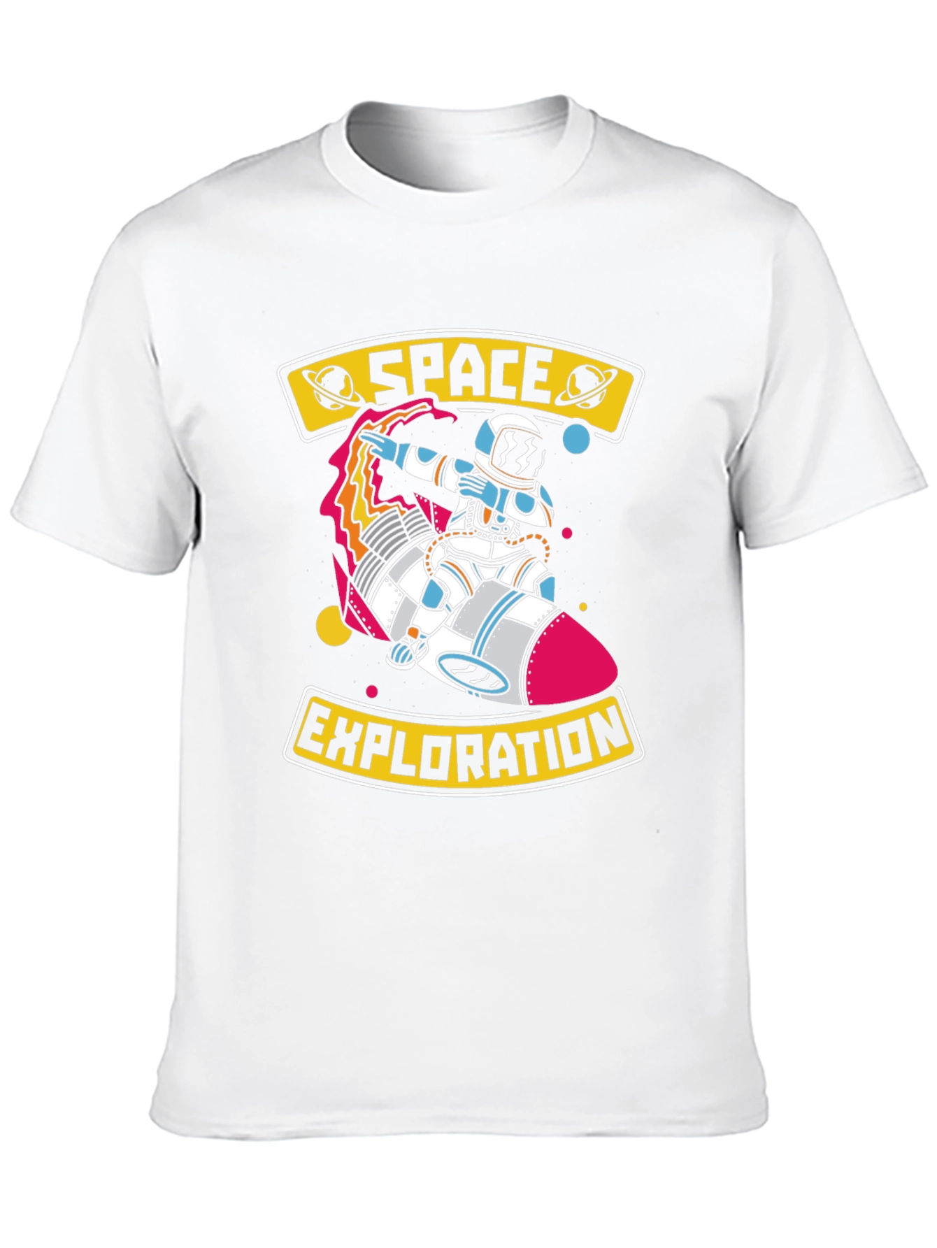 Space Exploration Graphic T-Shirt - Astronaut on Rocket
