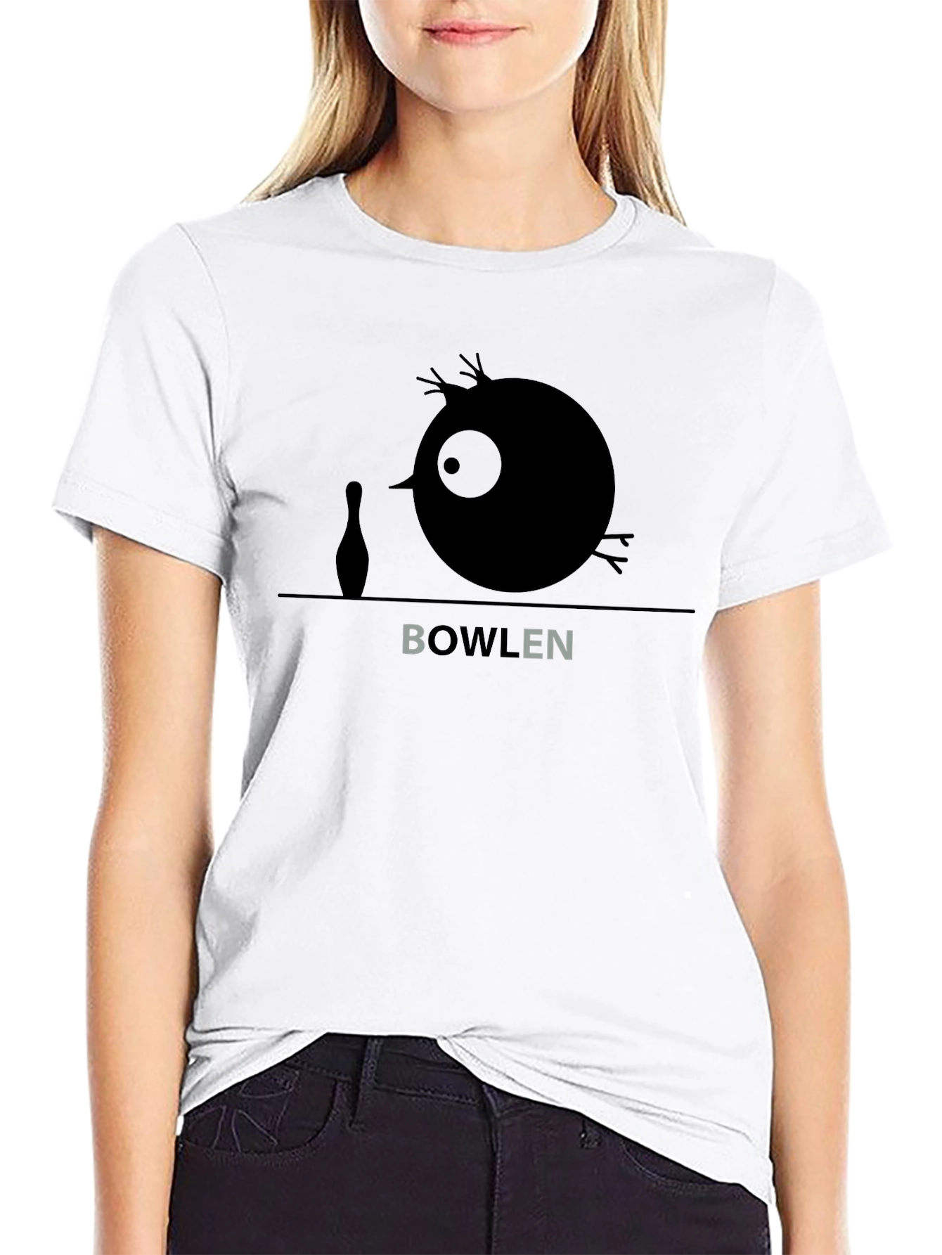 Black Bowlen Cartoon T-Shirt
