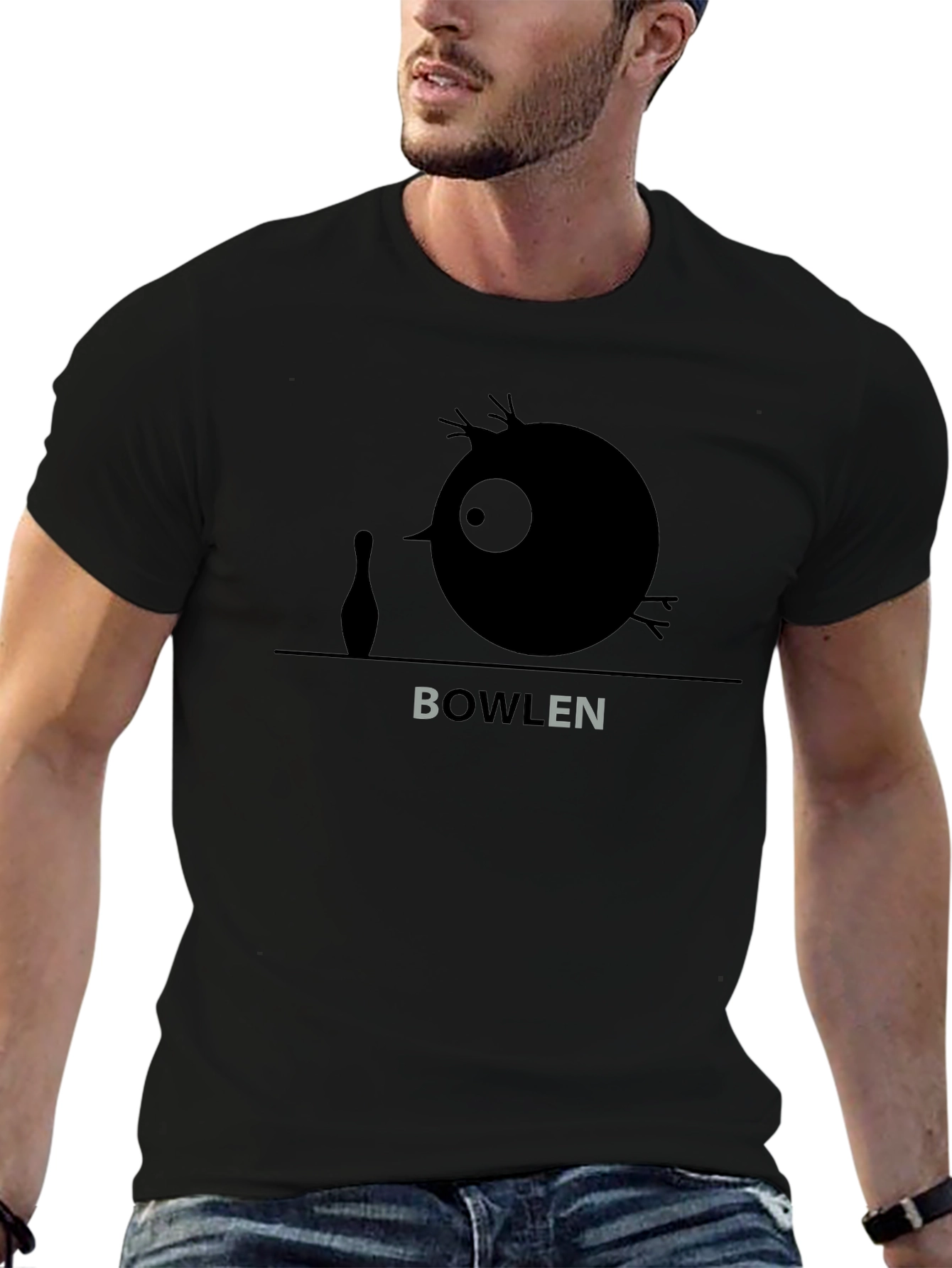 Black Bowlen Cartoon T-Shirt