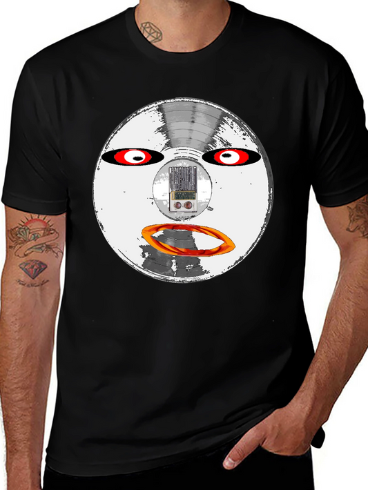 Retro Robot Face Black T-Shirt