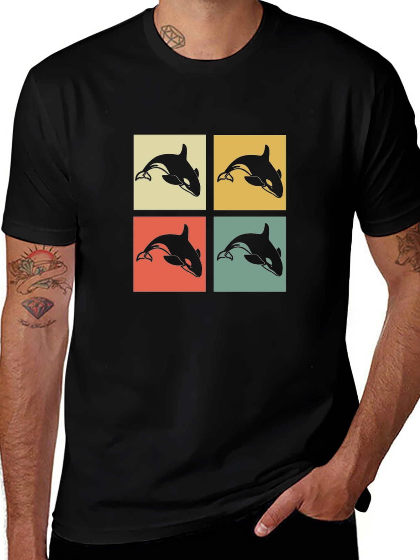 Retro Orca Pop Art Graphic T-Shirt