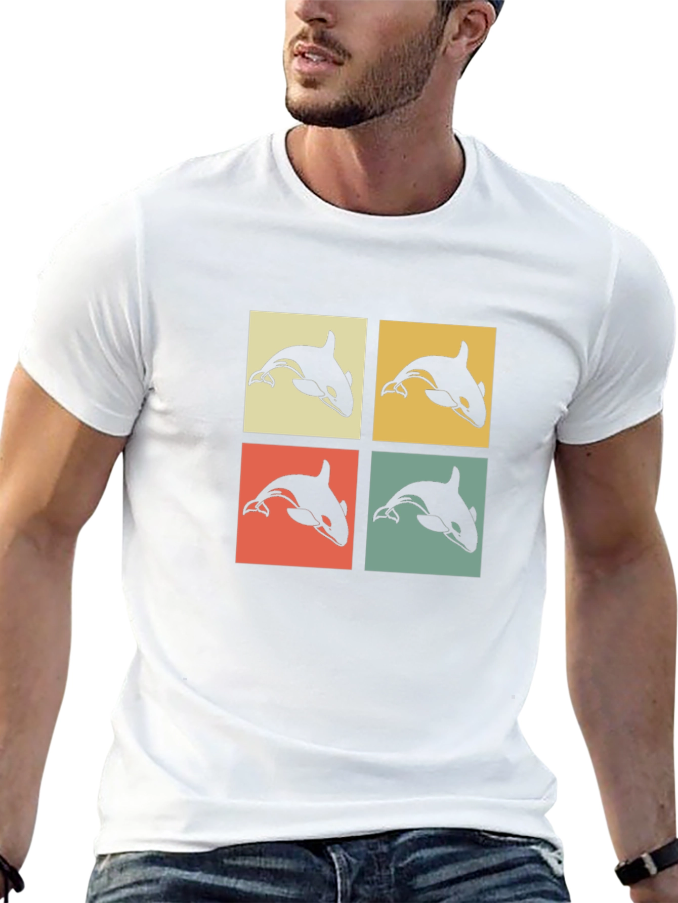 Retro Orca Pop Art Graphic T-Shirt