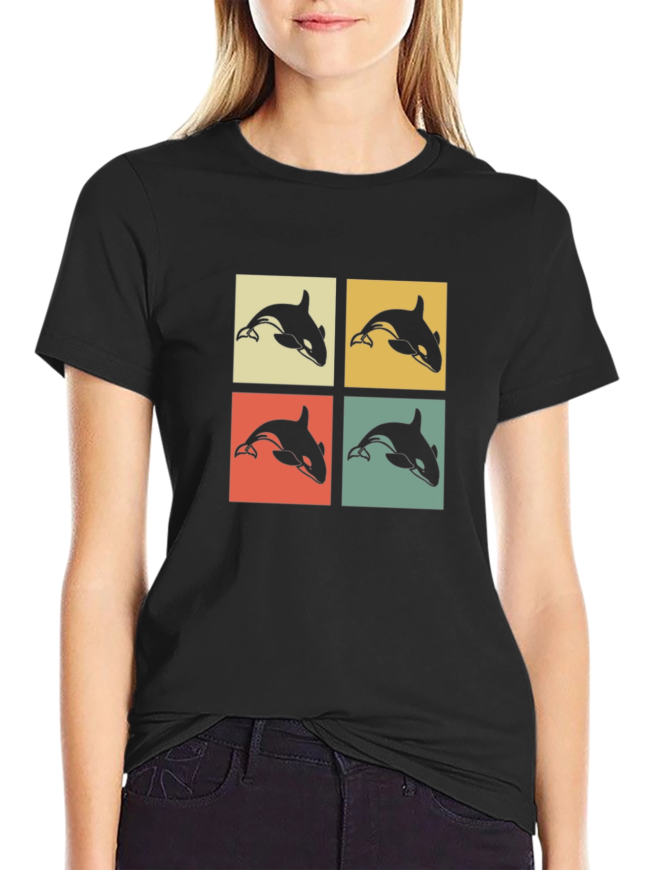 Retro Orca Pop Art Graphic T-Shirt