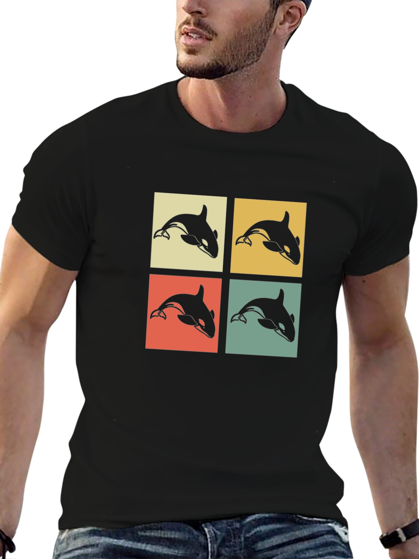 Retro Orca Pop Art Graphic T-Shirt