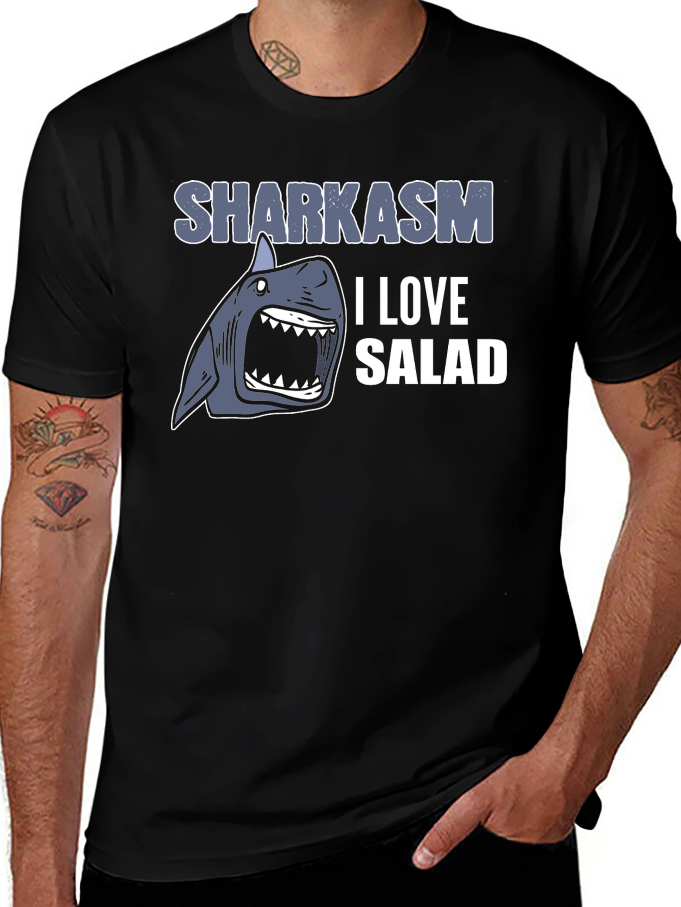 Sharkasm I Love Salad Mens T-Shirt