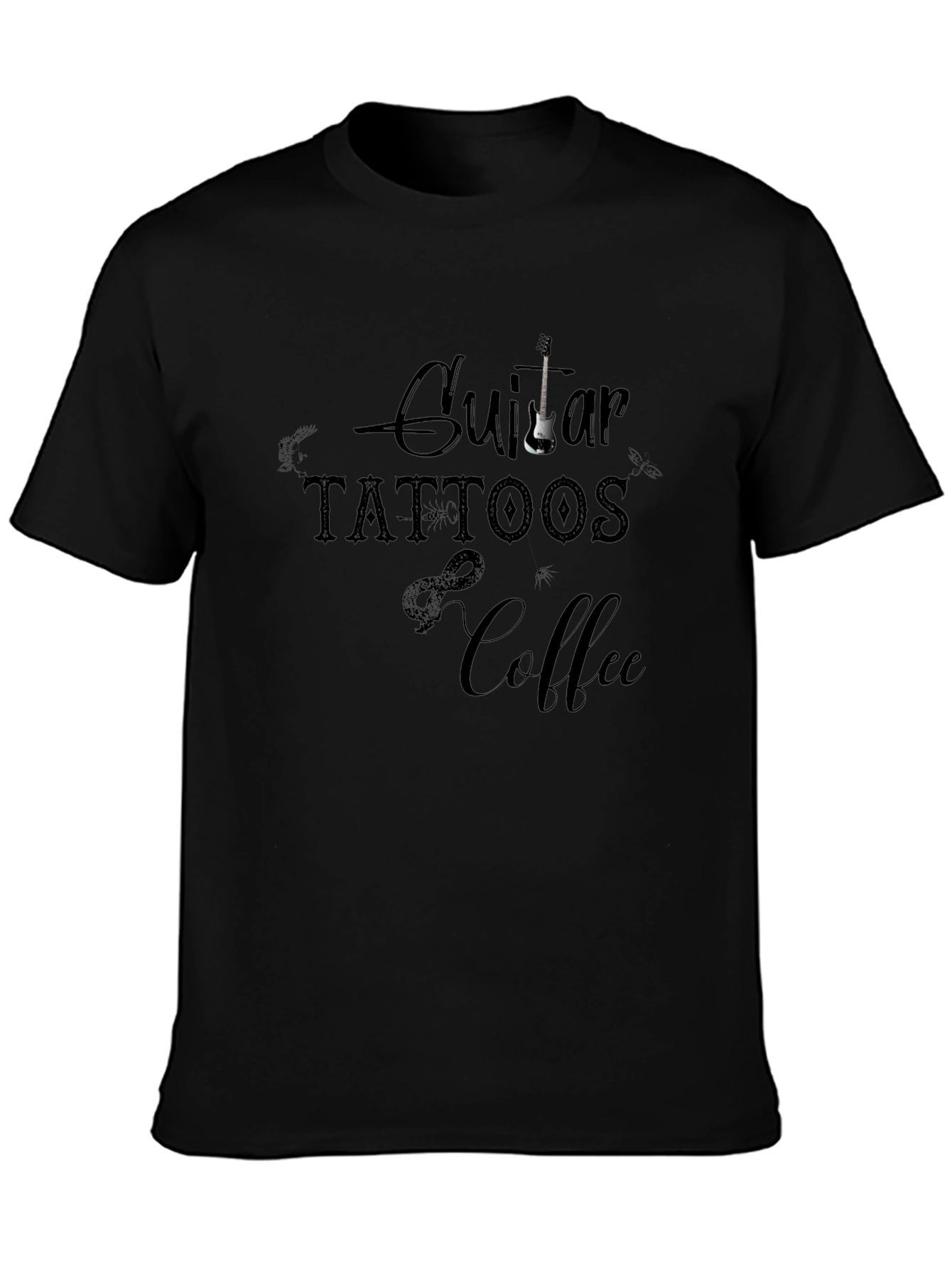 Guitar Tattoos Coffee Graphic T-Shirt