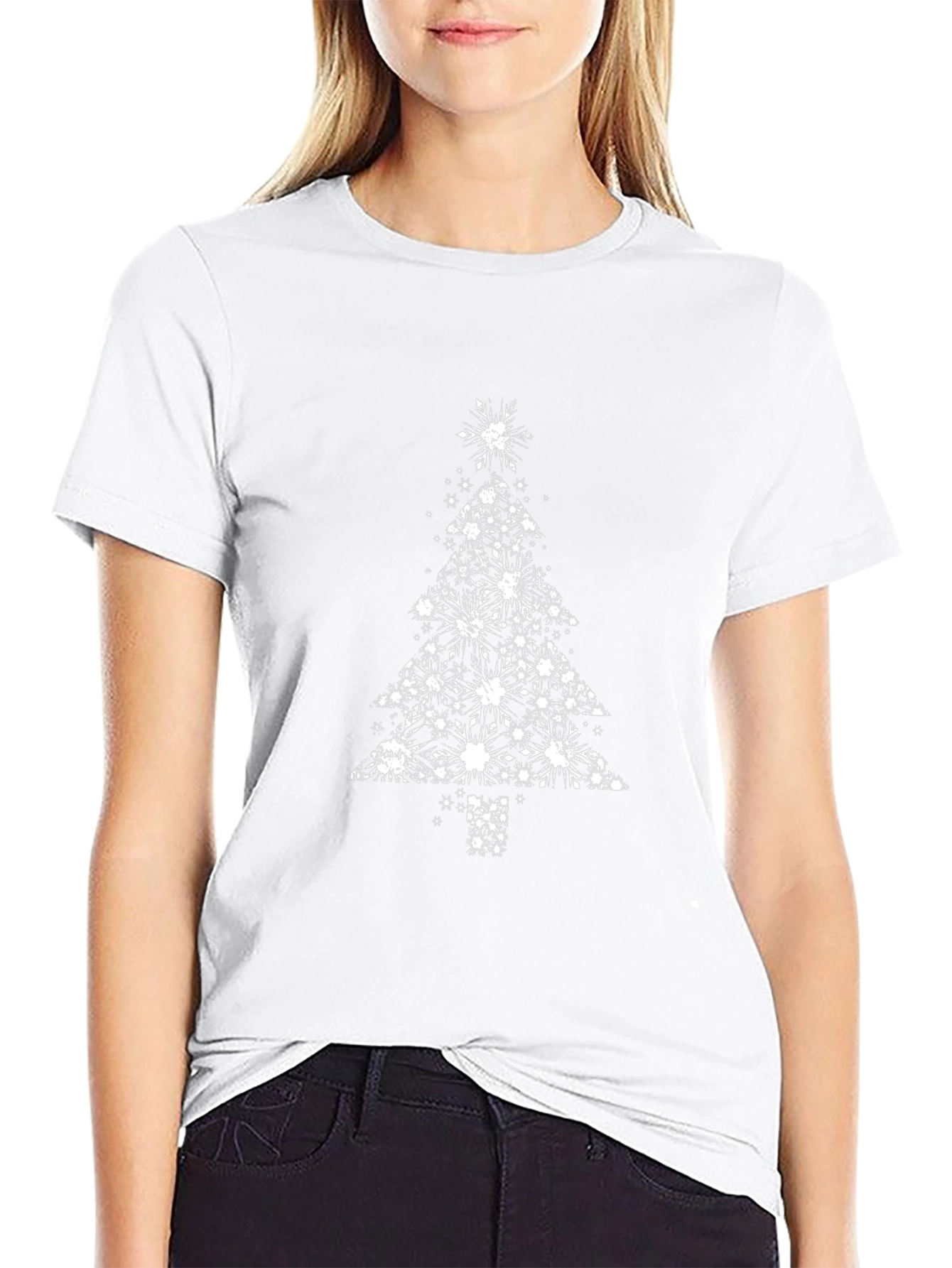 Festive Snowflake Christmas Tree Graphic Tee