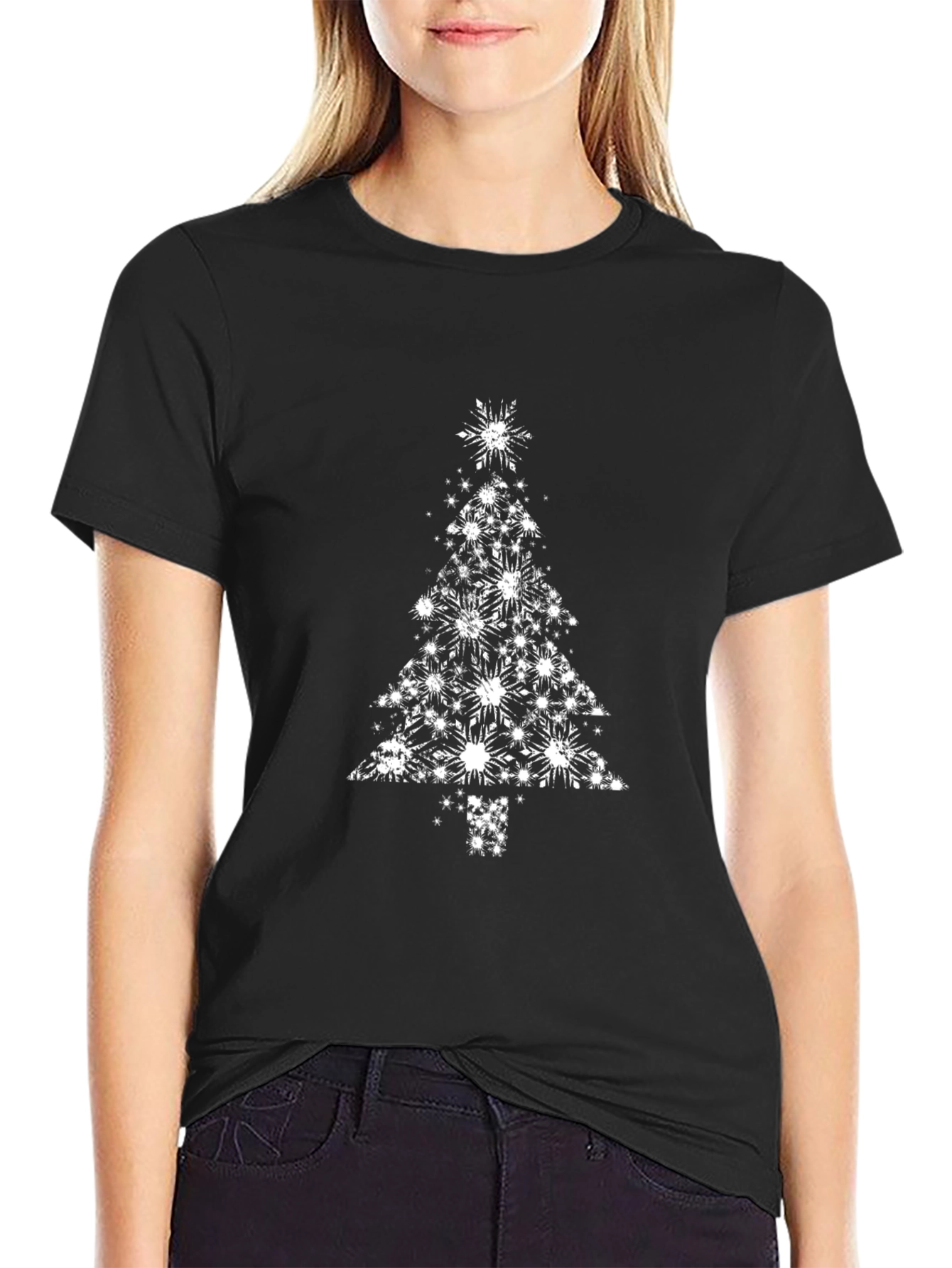 Festive Snowflake Christmas Tree Graphic Tee