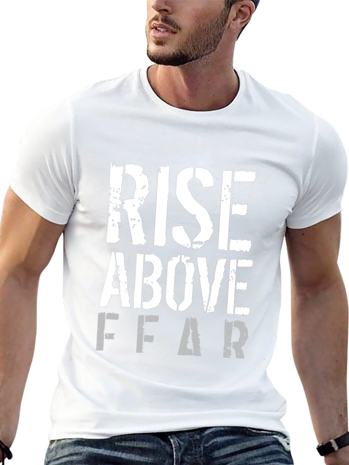 Rise Above Fear Black Graphic T-Shirt