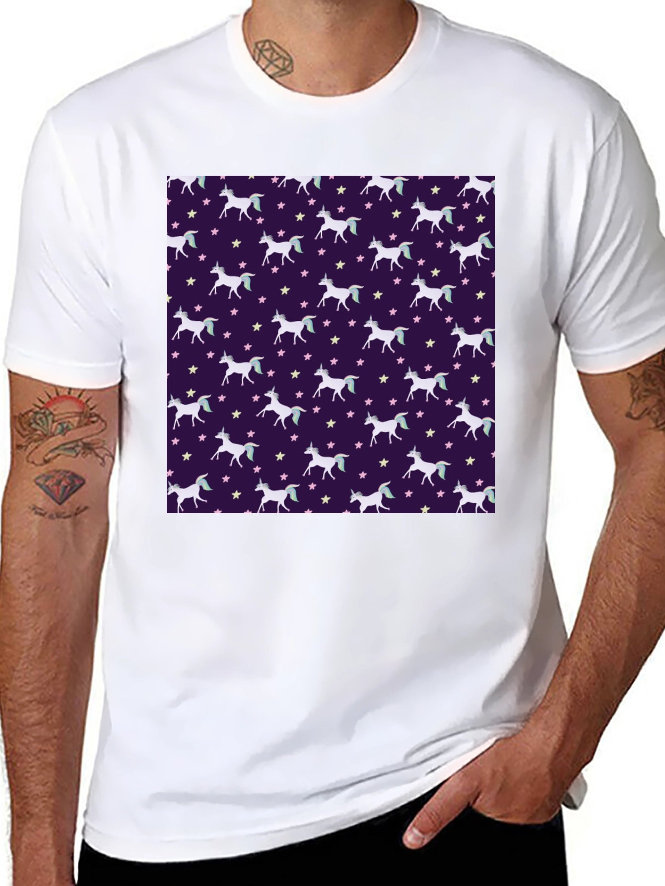 Unicorn Star Pattern T-Shirt