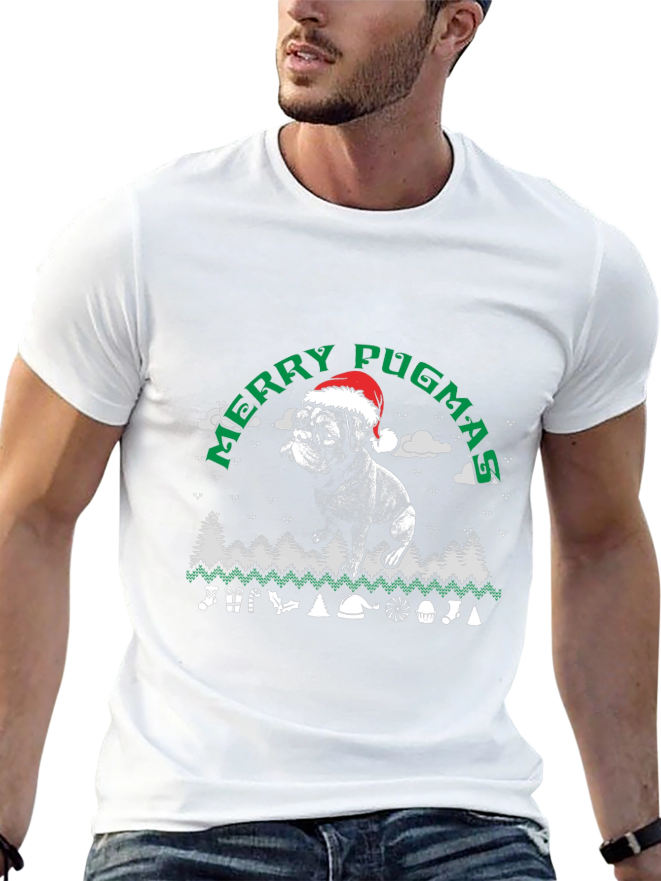 Merry Pugmas T-Shirt: Ugly Christmas Sweater Dog Lover Tee