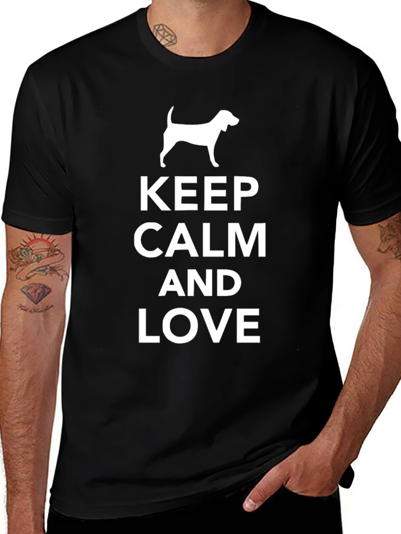 Keep Calm and Love Dog T-Shirt - Black