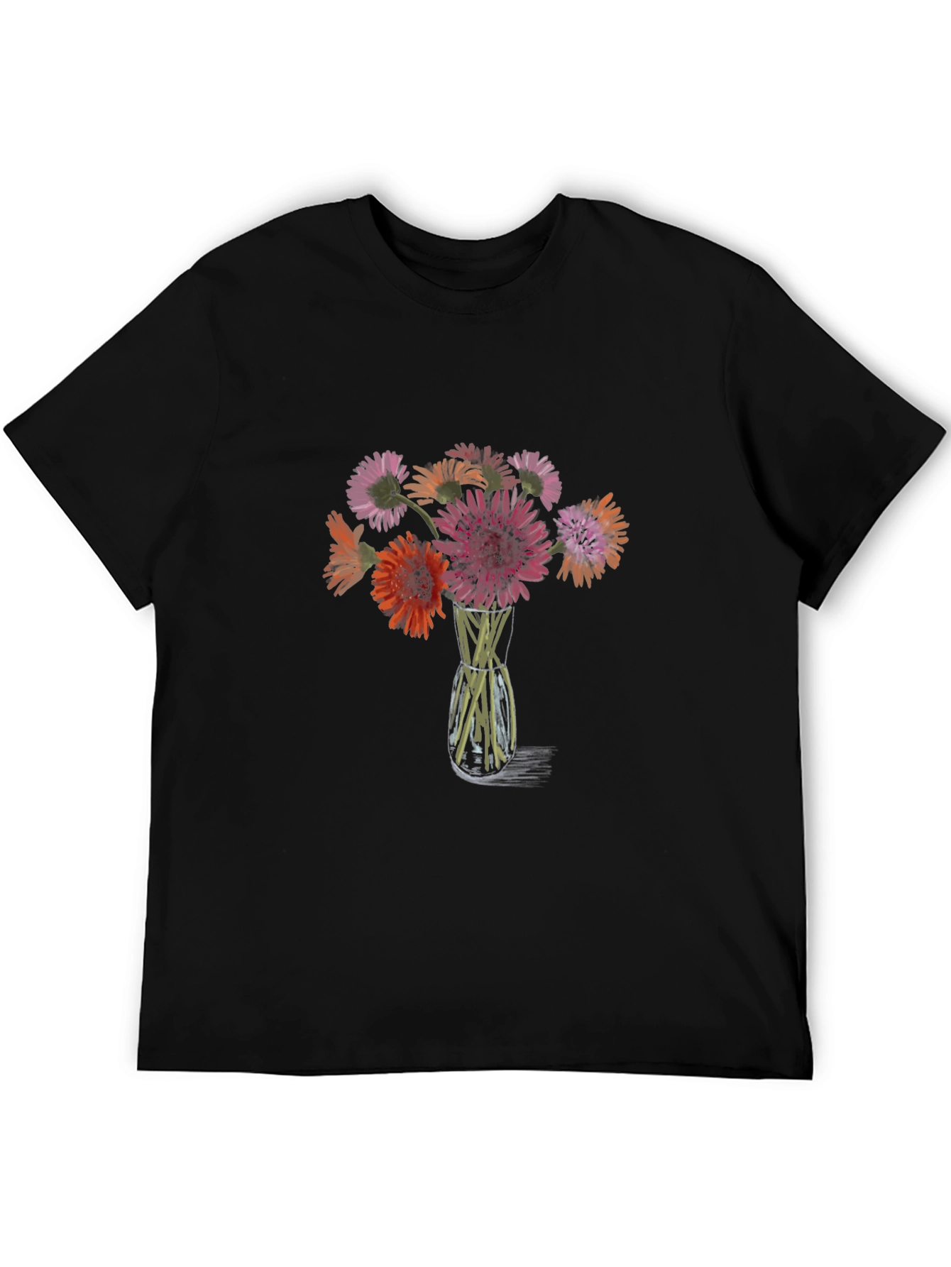 Floral Vase Graphic Tee - Casual Style