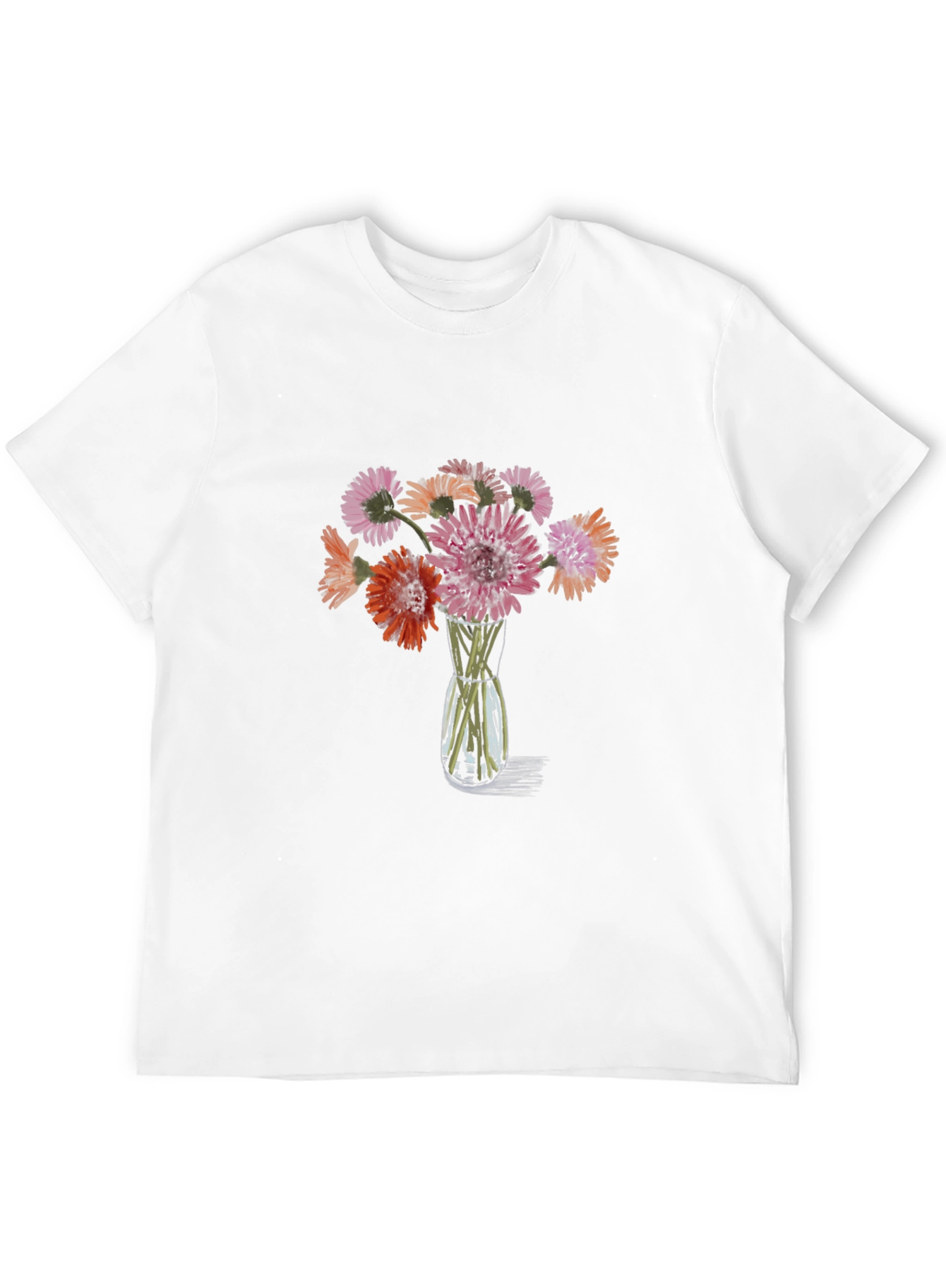 Floral Vase Graphic Tee - Casual Style