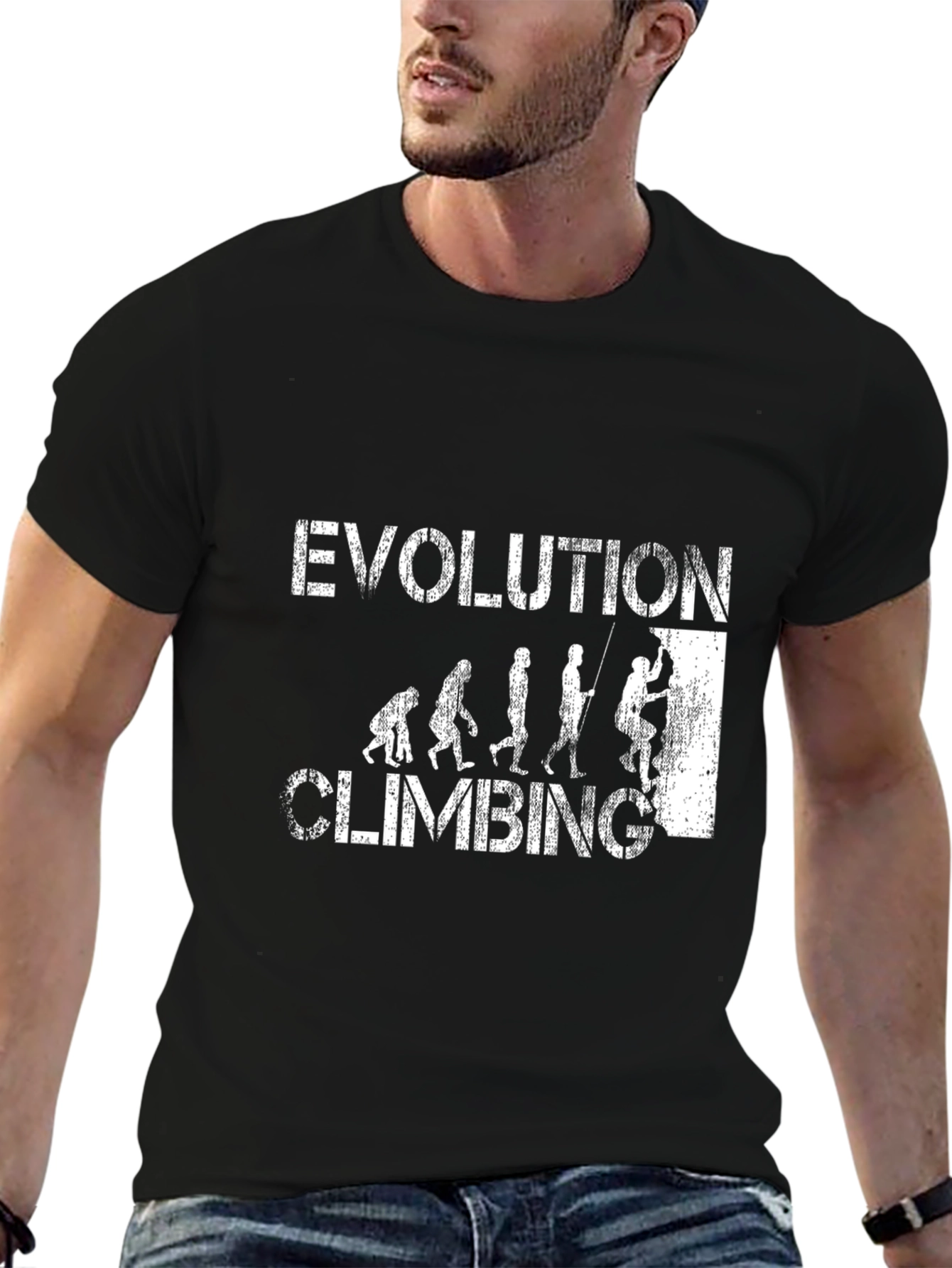 Evolution of Climbing Graphic Tee - Black Cotton