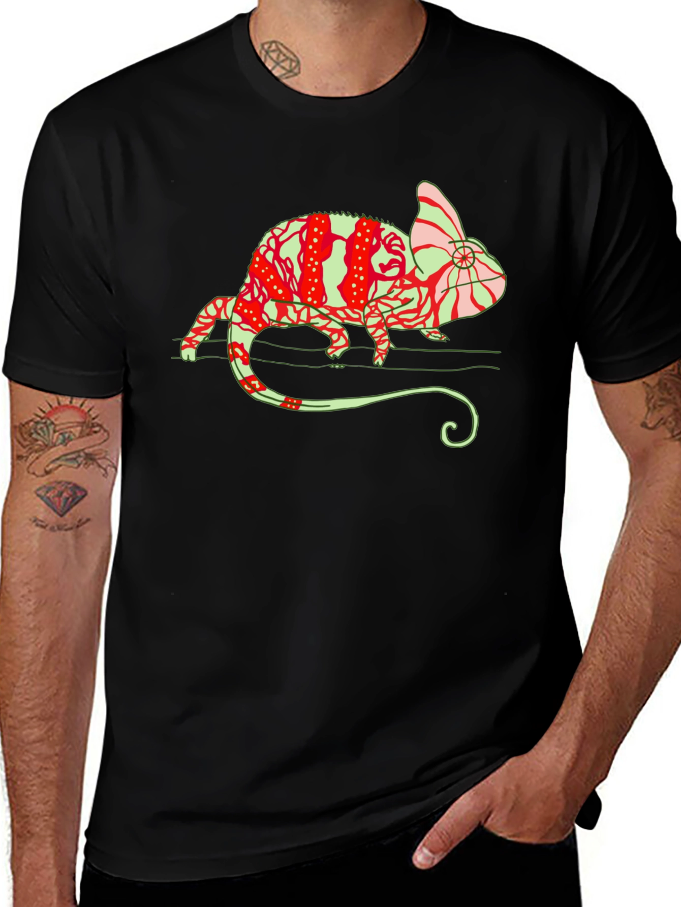 Chameleon Graphic Tee - Unique Animal Print