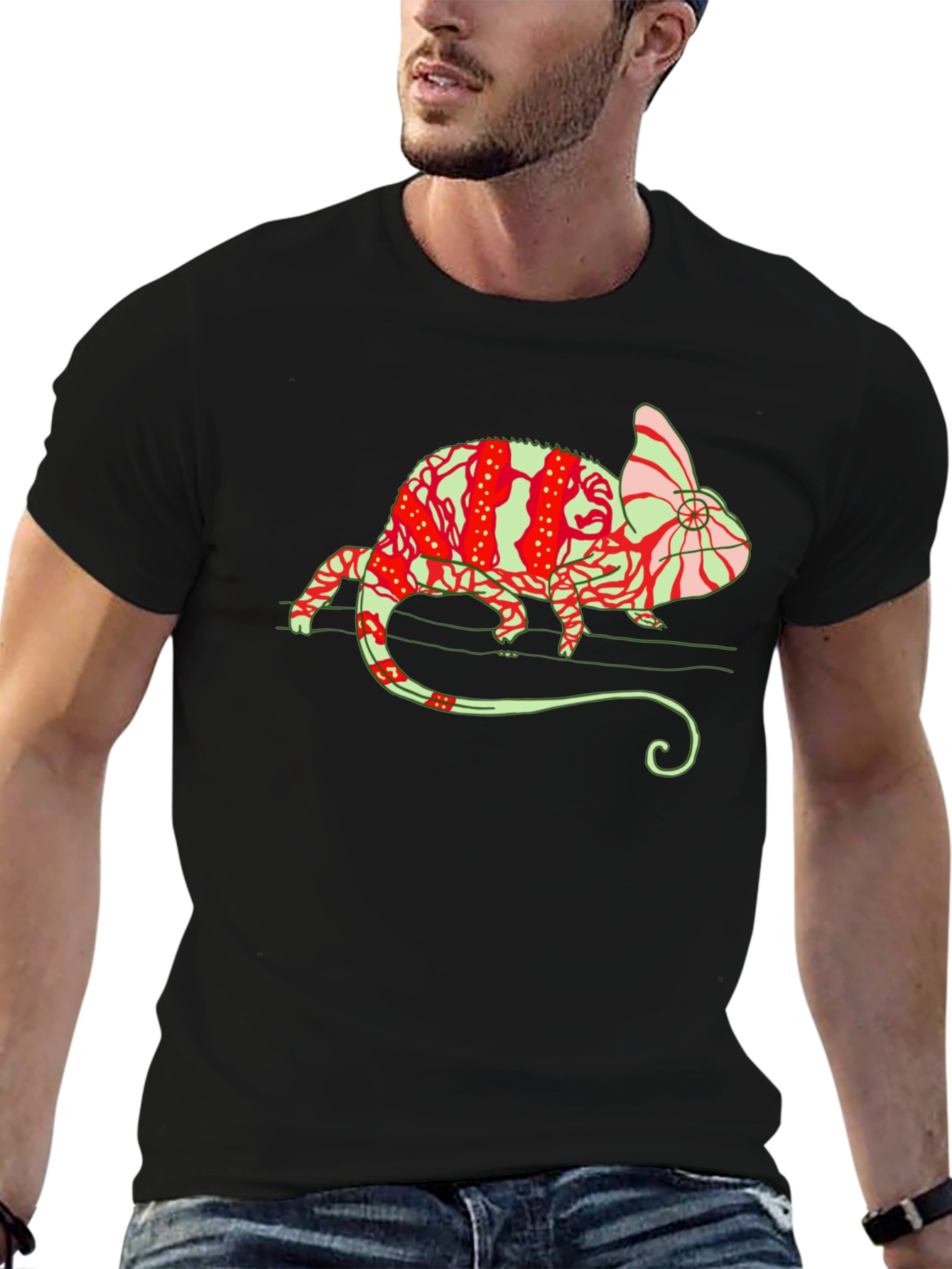 Chameleon Graphic Tee - Unique Animal Print