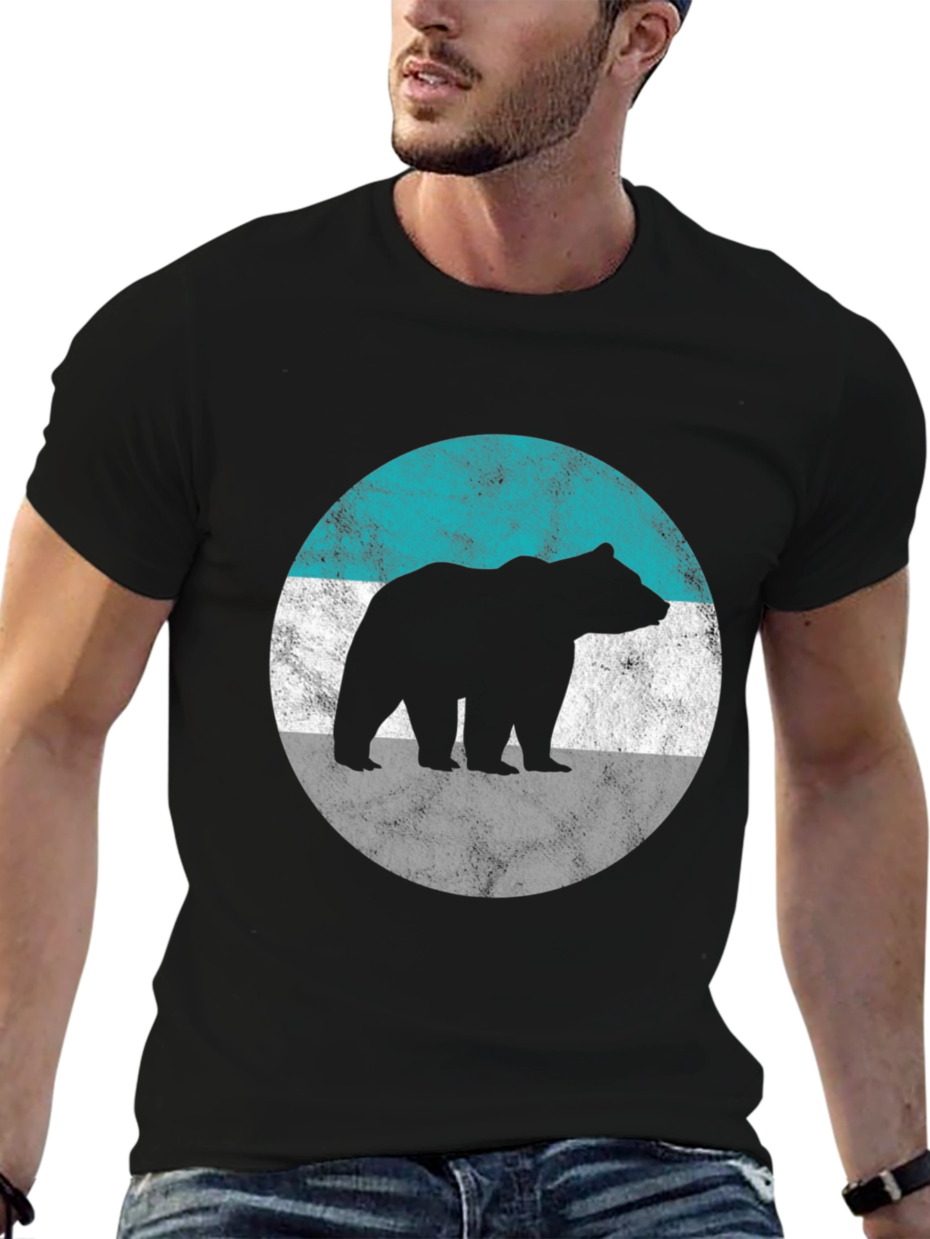 Bear Silhouette Graphic Tee - Mens Black Shirt