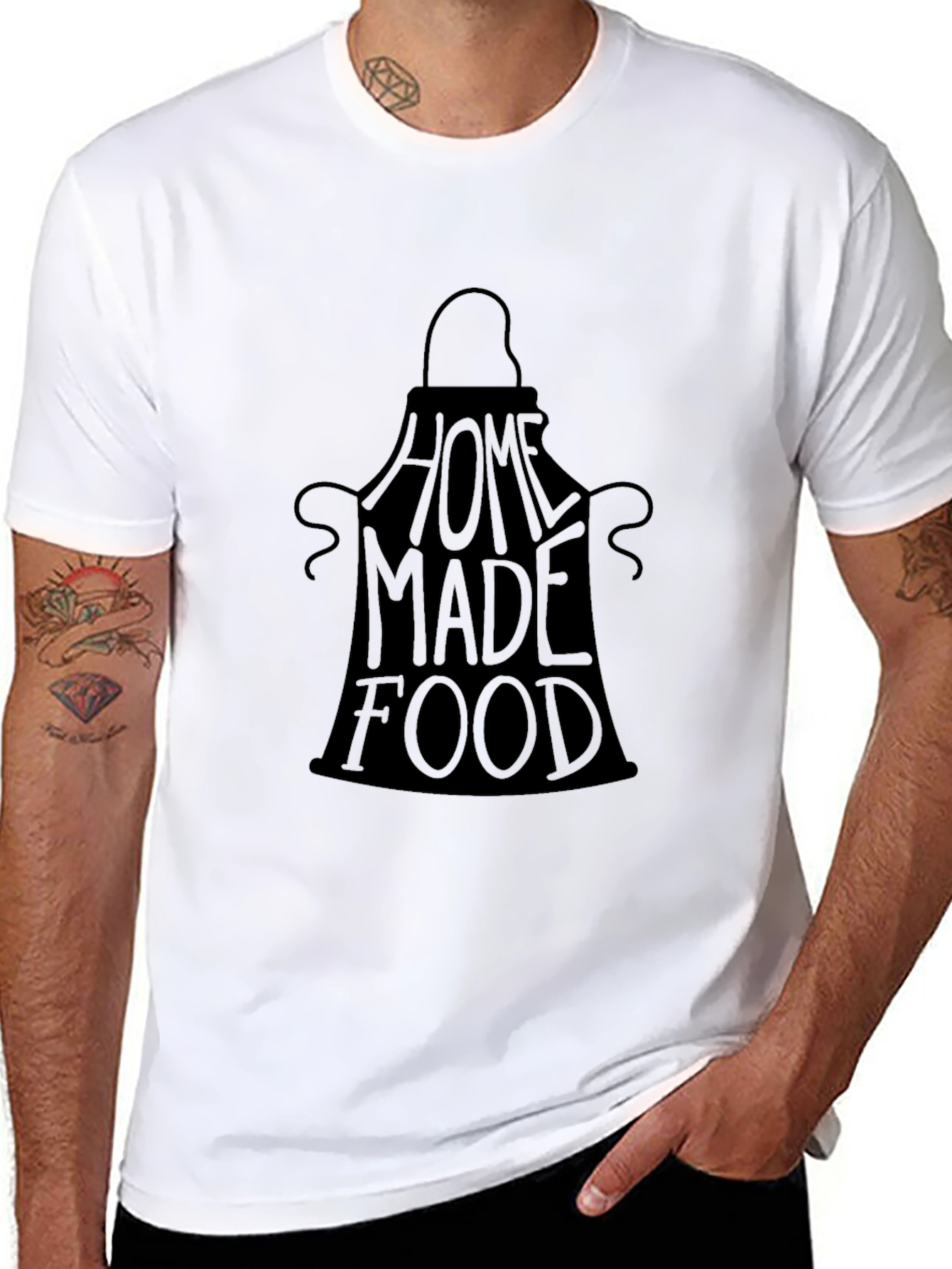 Home Made Food Graphic T-Shirt Black Crew Neck Tee
