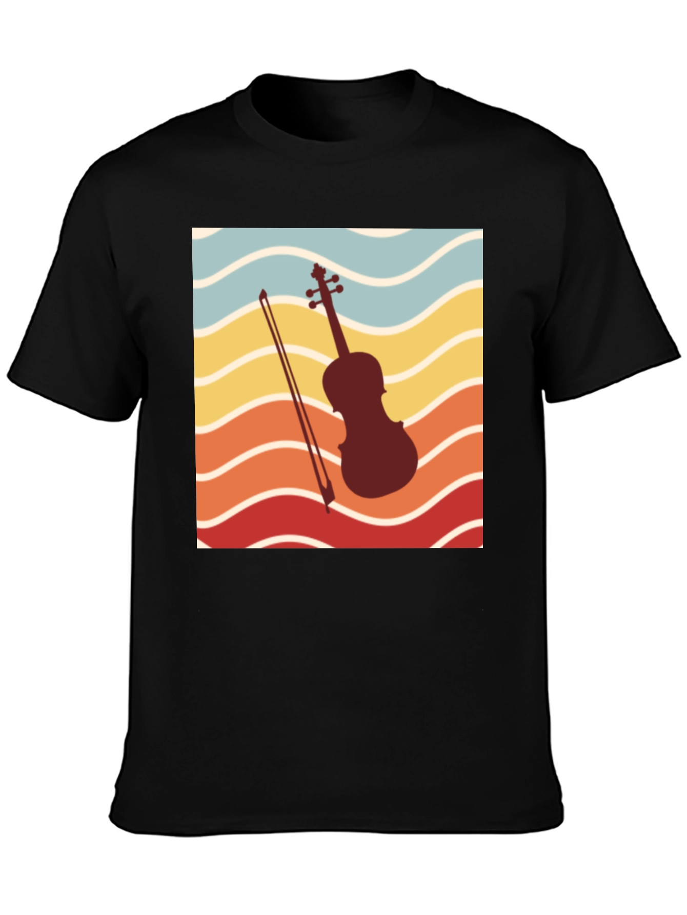 Retro Violin Sunset Graphic Tee
