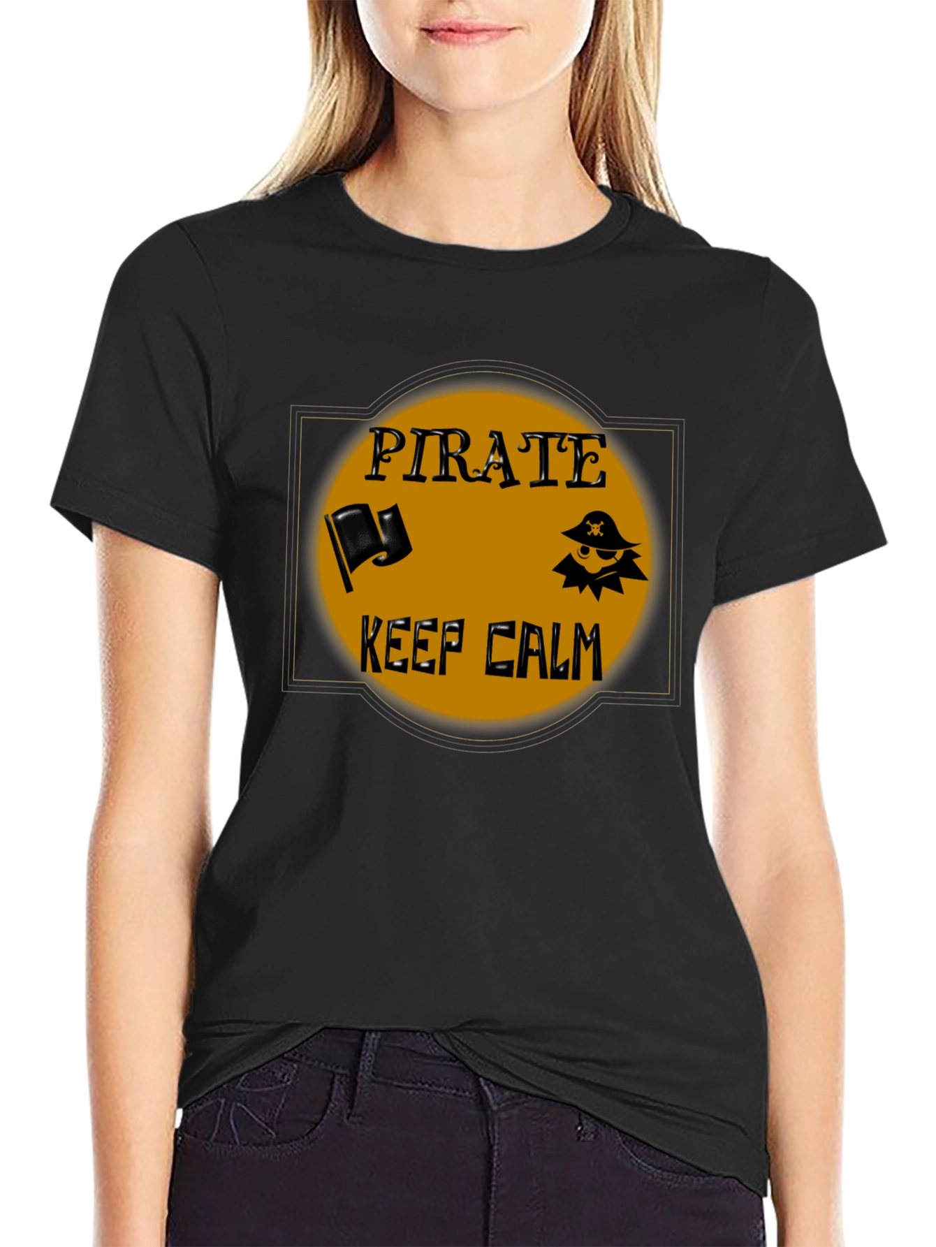 Pirate Keep Calm Black Graphic Tee