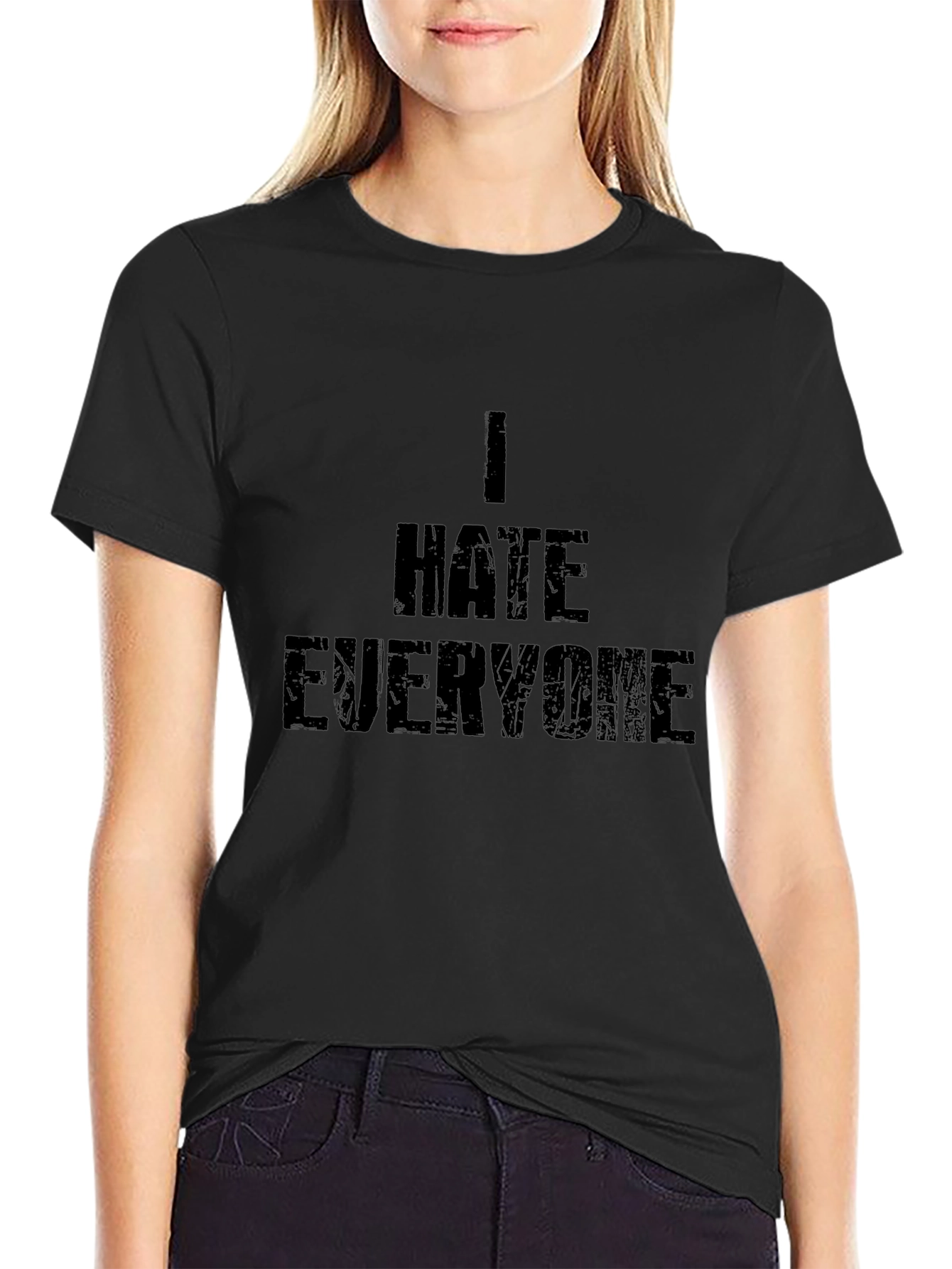 I Hate Everyone Graphic Tee - Black Cotton Blend