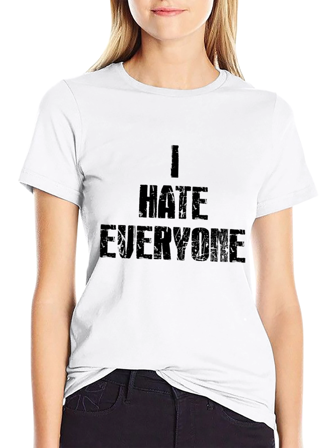 I Hate Everyone Graphic Tee - Black Cotton Blend