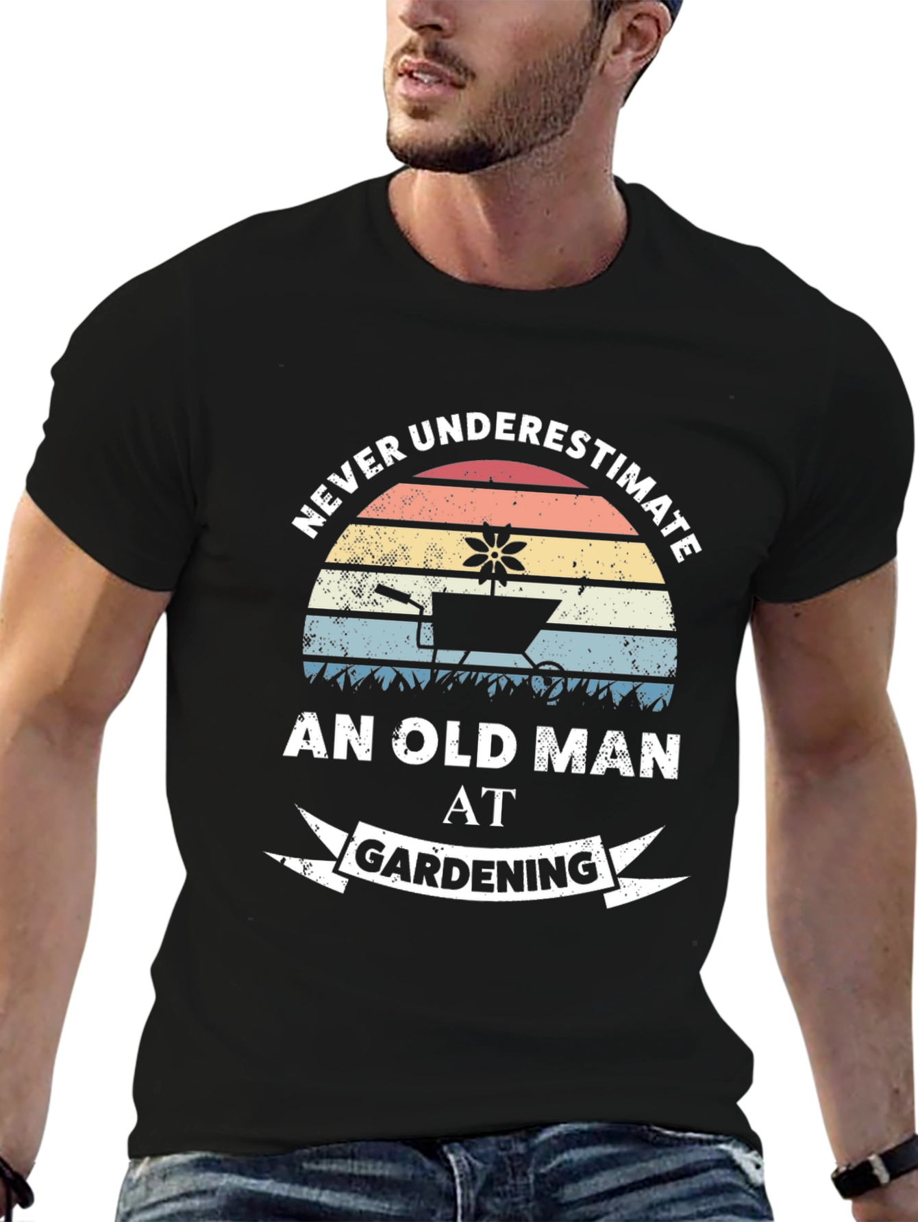 Never Underestimate Old Man Gardening T-Shirt