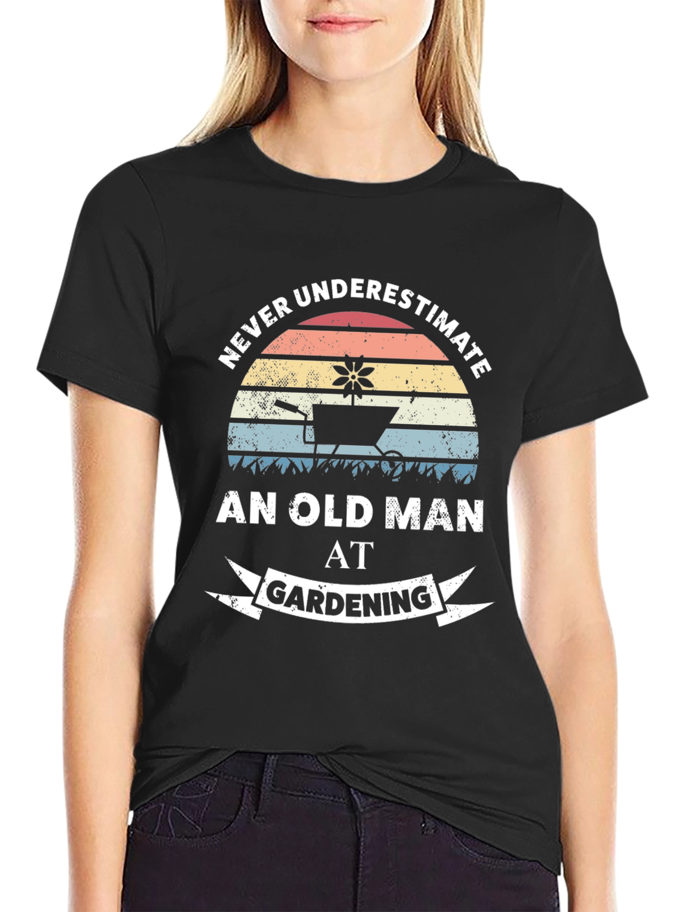 Never Underestimate Old Man Gardening T-Shirt