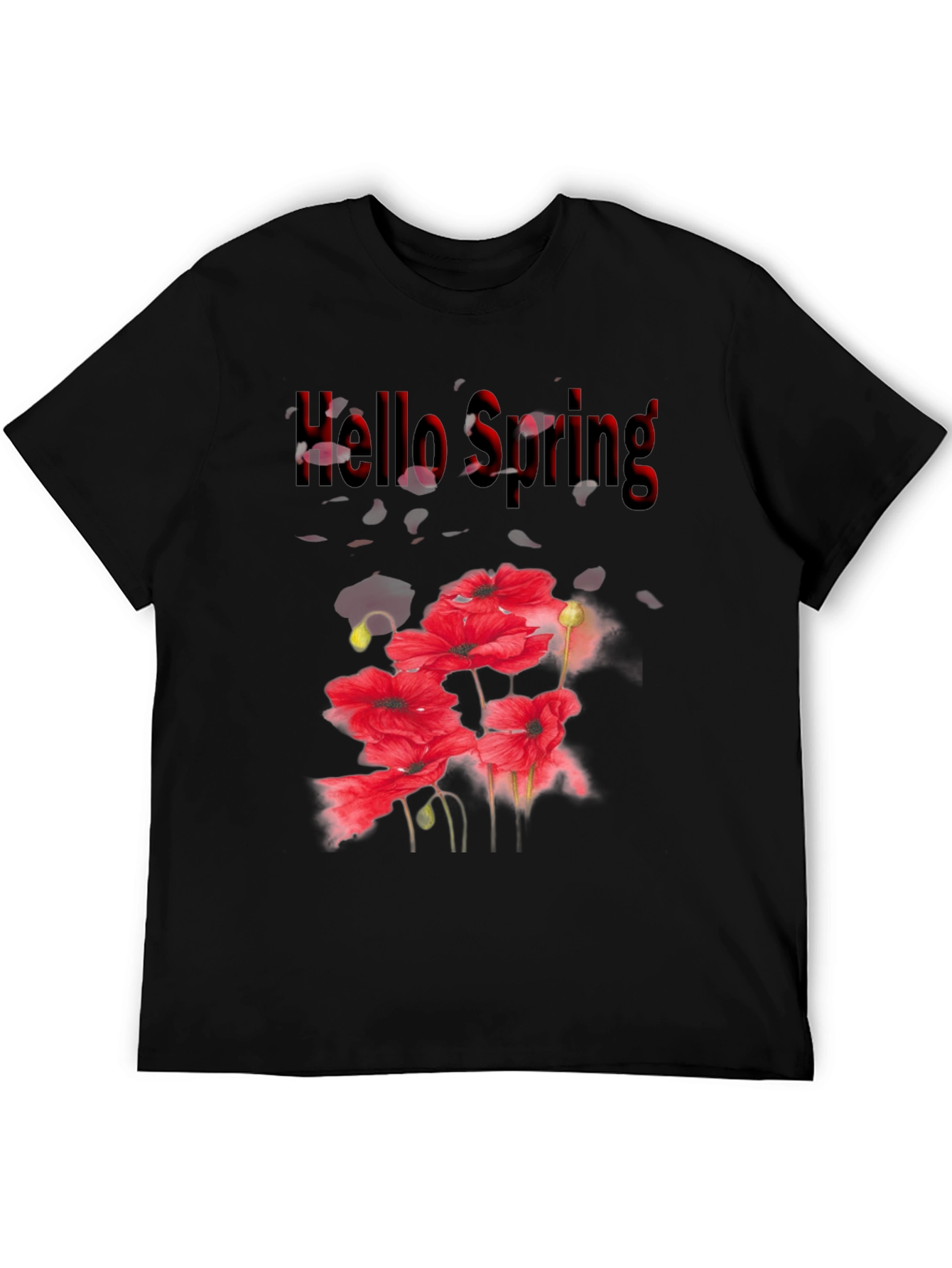 Hello Spring Floral Black T-Shirt