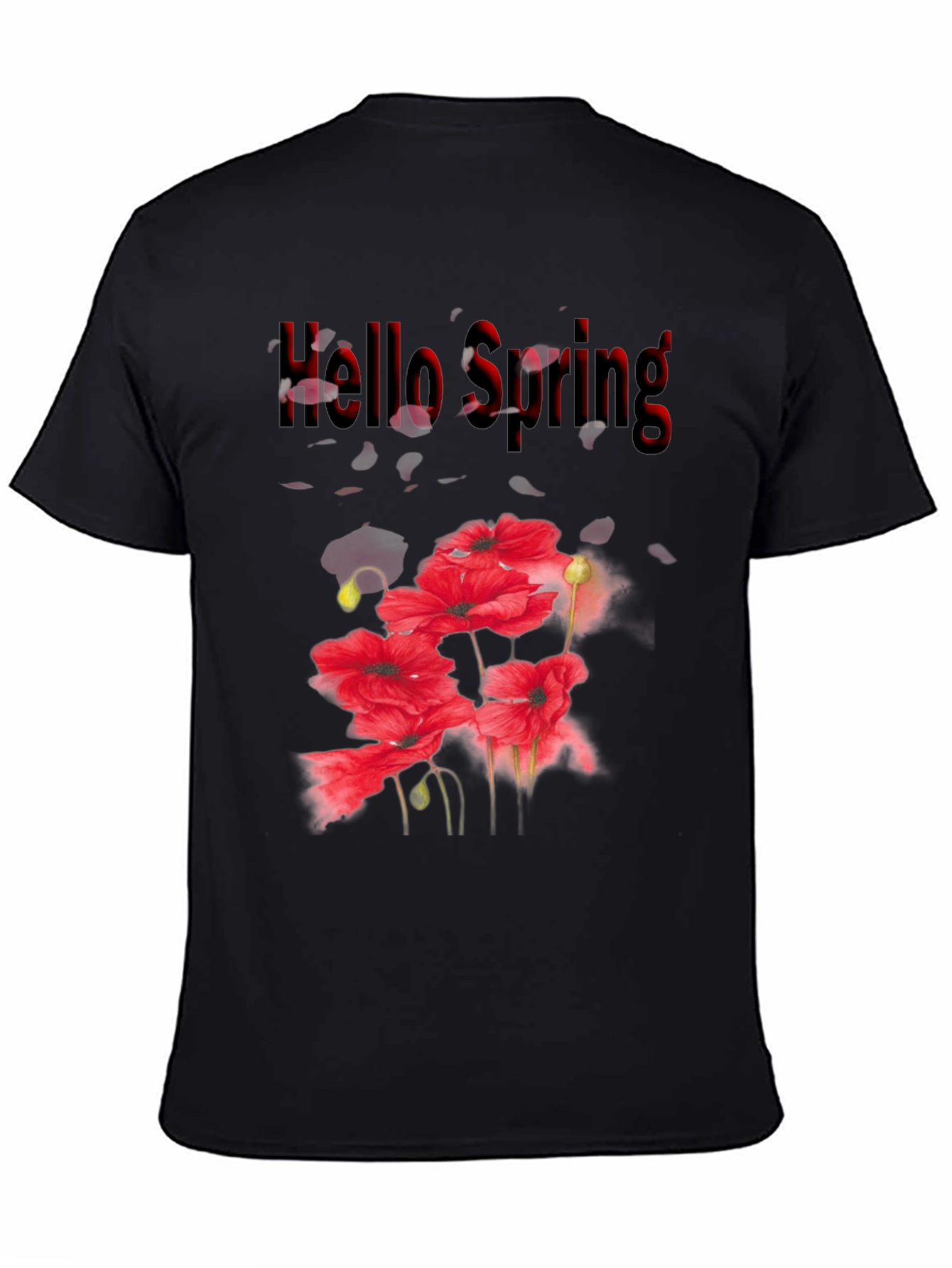 Hello Spring Floral Black T-Shirt