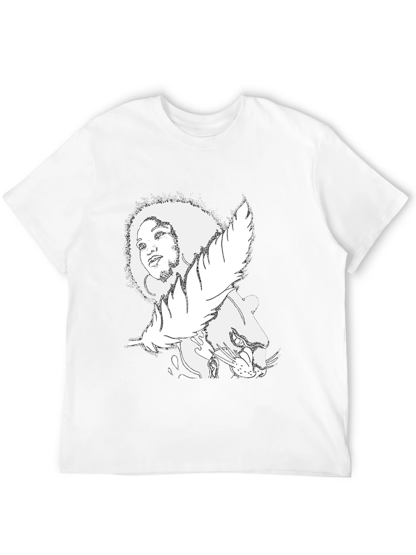 Afro Woman & Panther Graphic Tee - Black