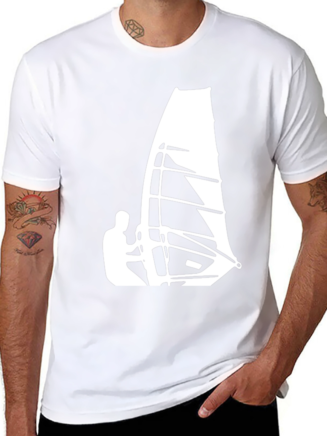 Windsurfer Graphic Tee - Black Cotton T-Shirt