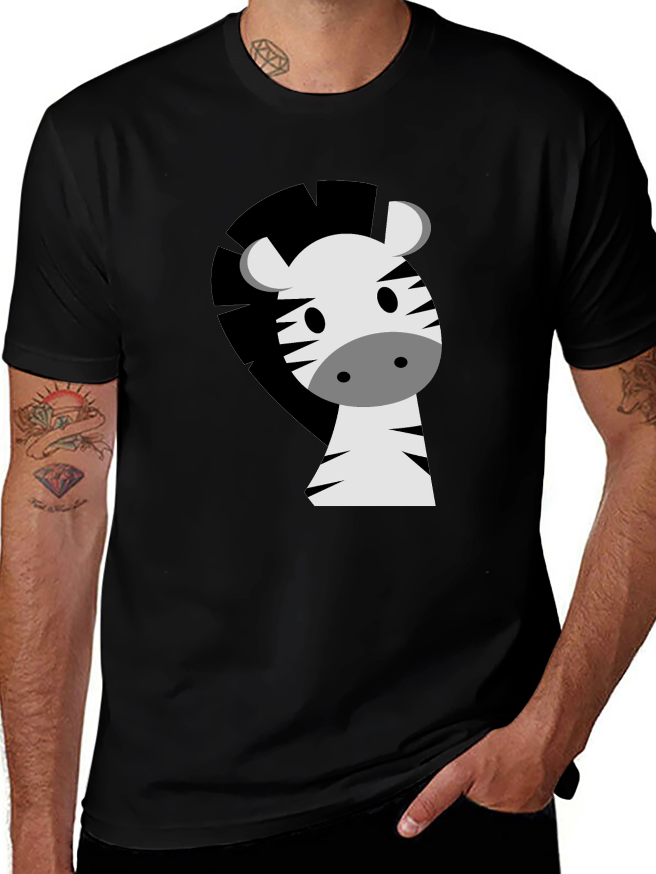 Zebra Graphic Tee - Cute Cartoon Animal T-Shirt