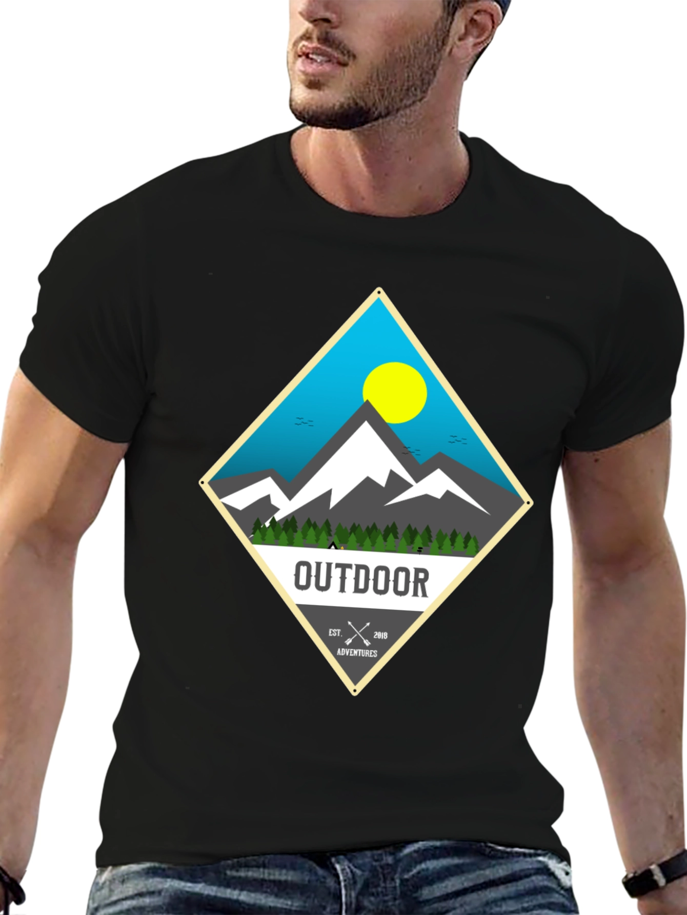 Outdoor Adventure Graphic Tee - Mens Black T-Shirt
